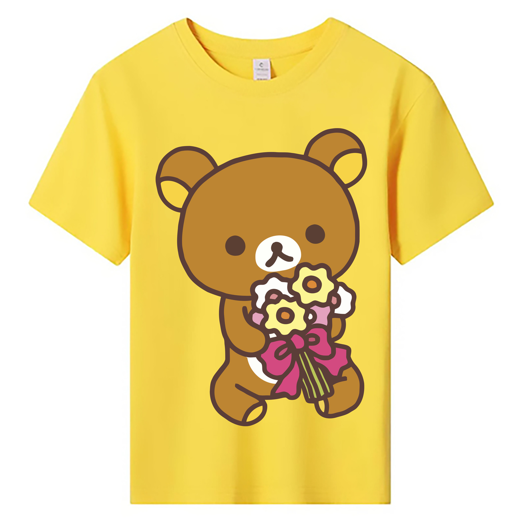 （画像用） リラックマ リラックマ キイロイトリ Rilakkuma Korilakkuma Kiiroitori 綿100％キッズTシャツ（フロントプリント）