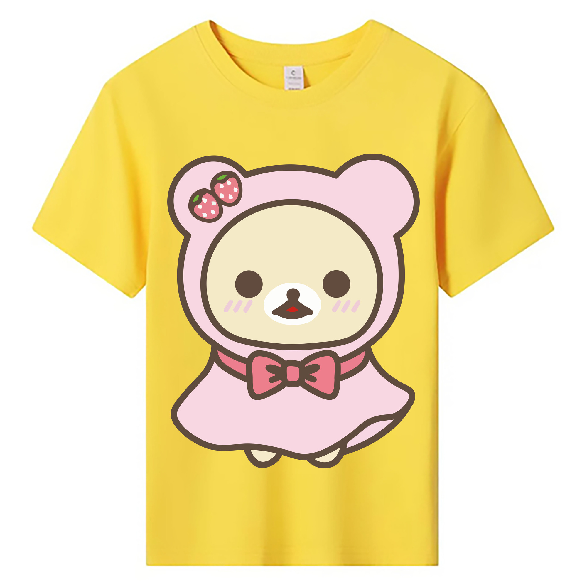 （画像用） リラックマ リラックマ キイロイトリ Rilakkuma Korilakkuma Kiiroitori 綿100％キッズTシャツ（フロントプリント）