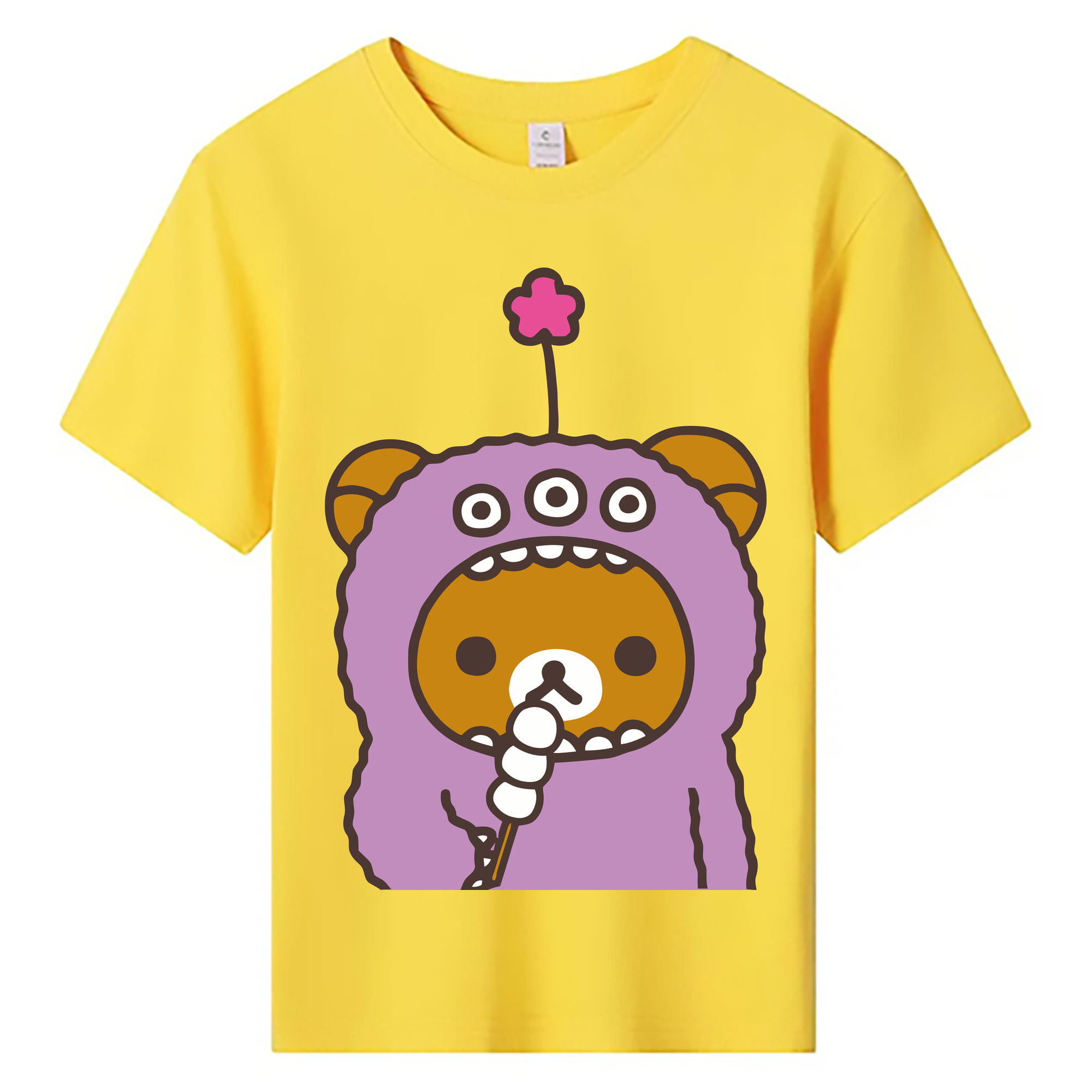 （画像用） リラックマ リラックマ キイロイトリ Rilakkuma Korilakkuma Kiiroitori 綿100％キッズTシャツ（フロントプリント）