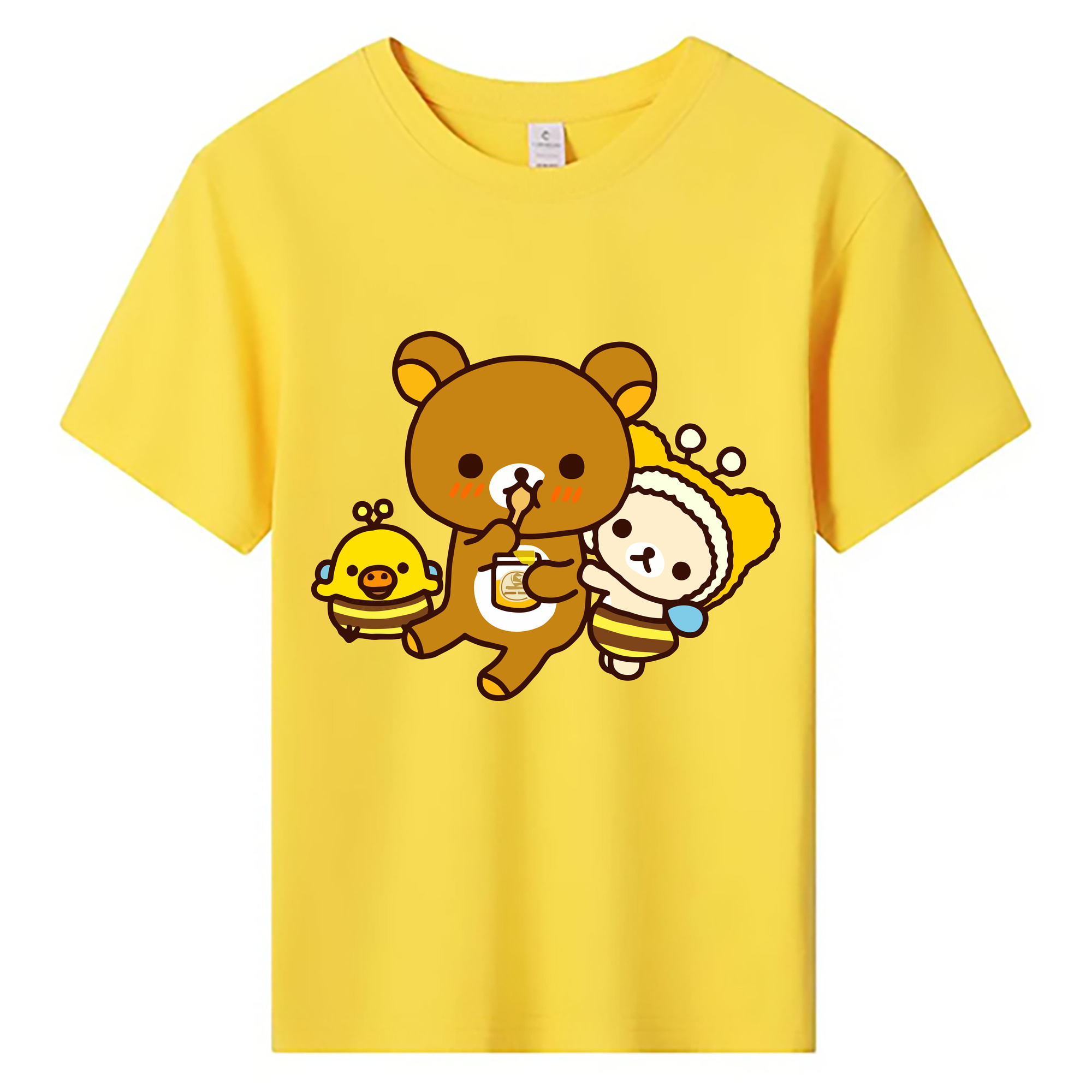 （画像用） リラックマ リラックマ キイロイトリ Rilakkuma Korilakkuma Kiiroitori 綿100％キッズTシャツ（フロントプリント）
