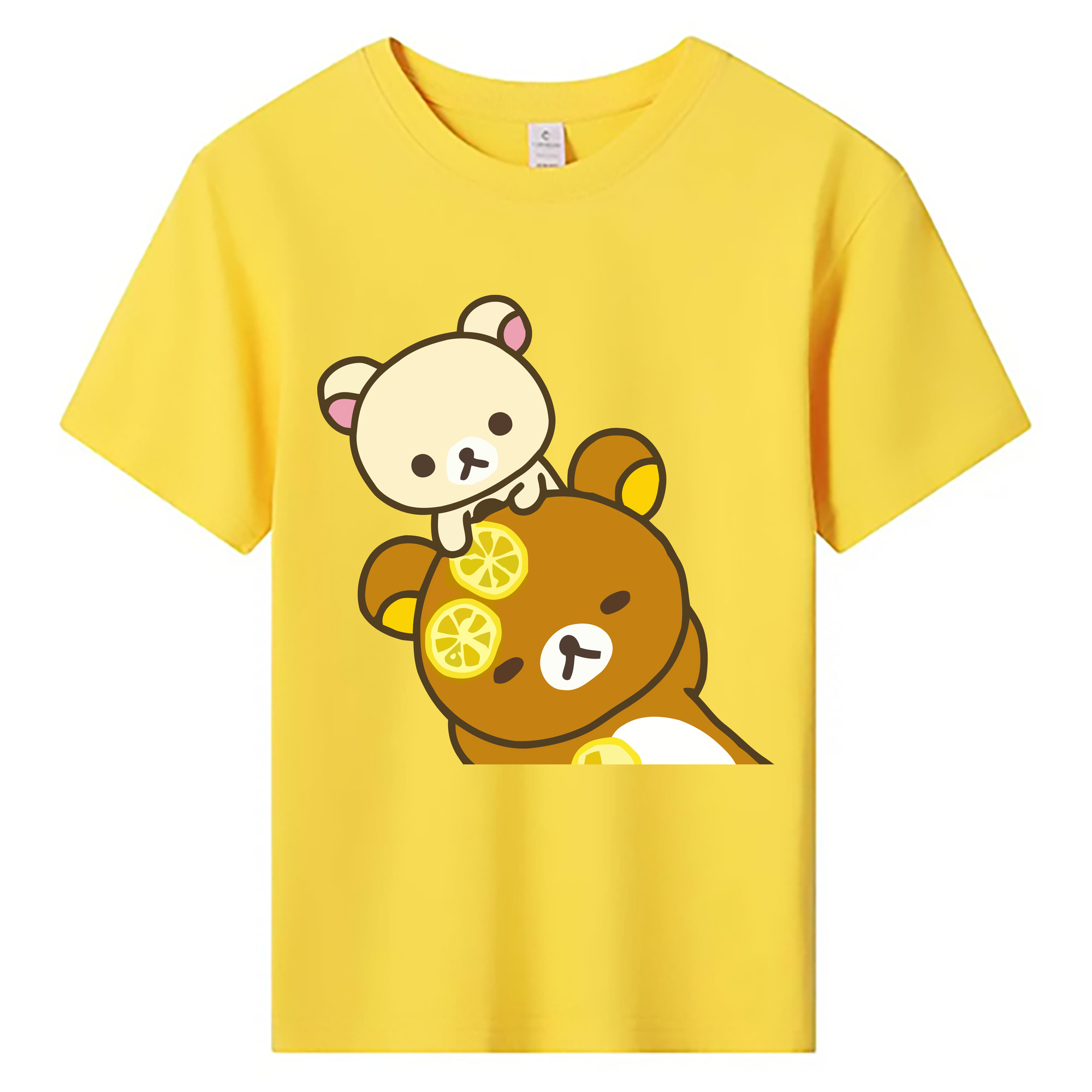 （画像用） リラックマ リラックマ キイロイトリ Rilakkuma Korilakkuma Kiiroitori 綿100％キッズTシャツ（フロントプリント）