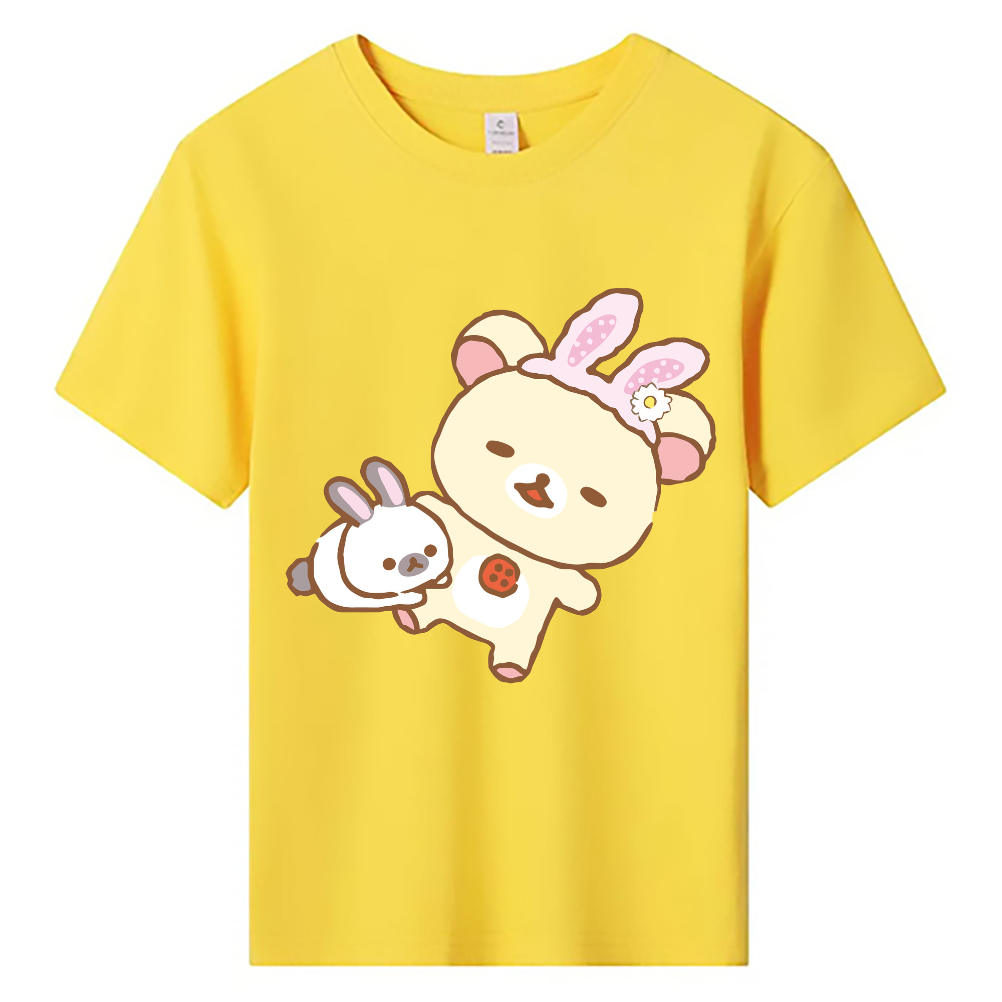 （画像用） リラックマ リラックマ キイロイトリ Rilakkuma Korilakkuma Kiiroitori 綿100％キッズTシャツ（フロントプリント）