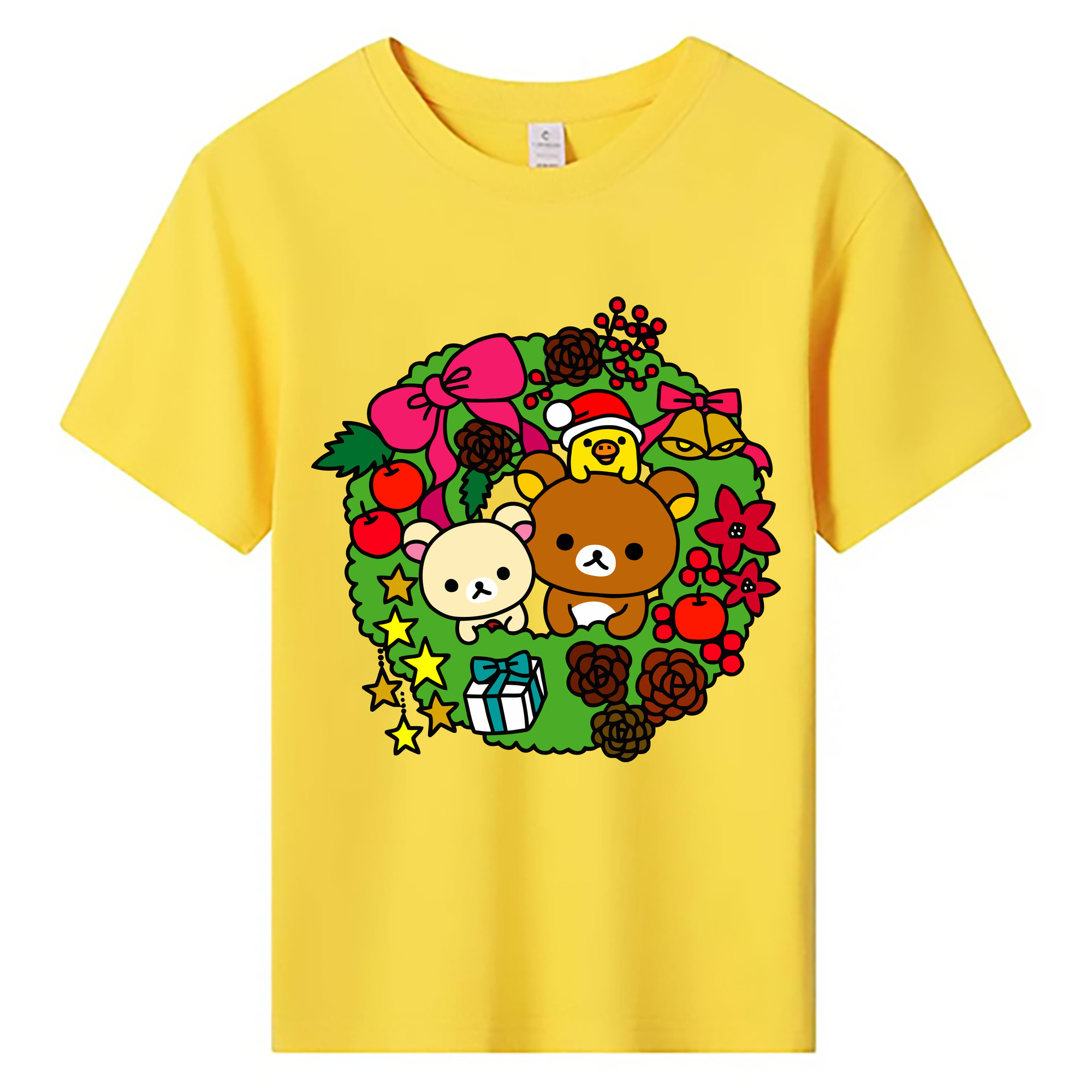 （画像用） リラックマ リラックマ キイロイトリ Rilakkuma Korilakkuma Kiiroitori 綿100％キッズTシャツ（フロントプリント）