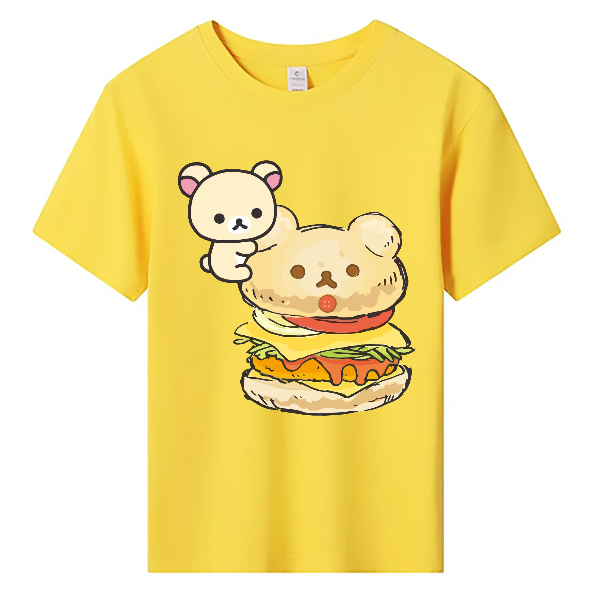 （画像用） リラックマ リラックマ キイロイトリ Rilakkuma Korilakkuma Kiiroitori 綿100％キッズTシャツ（フロントプリント）