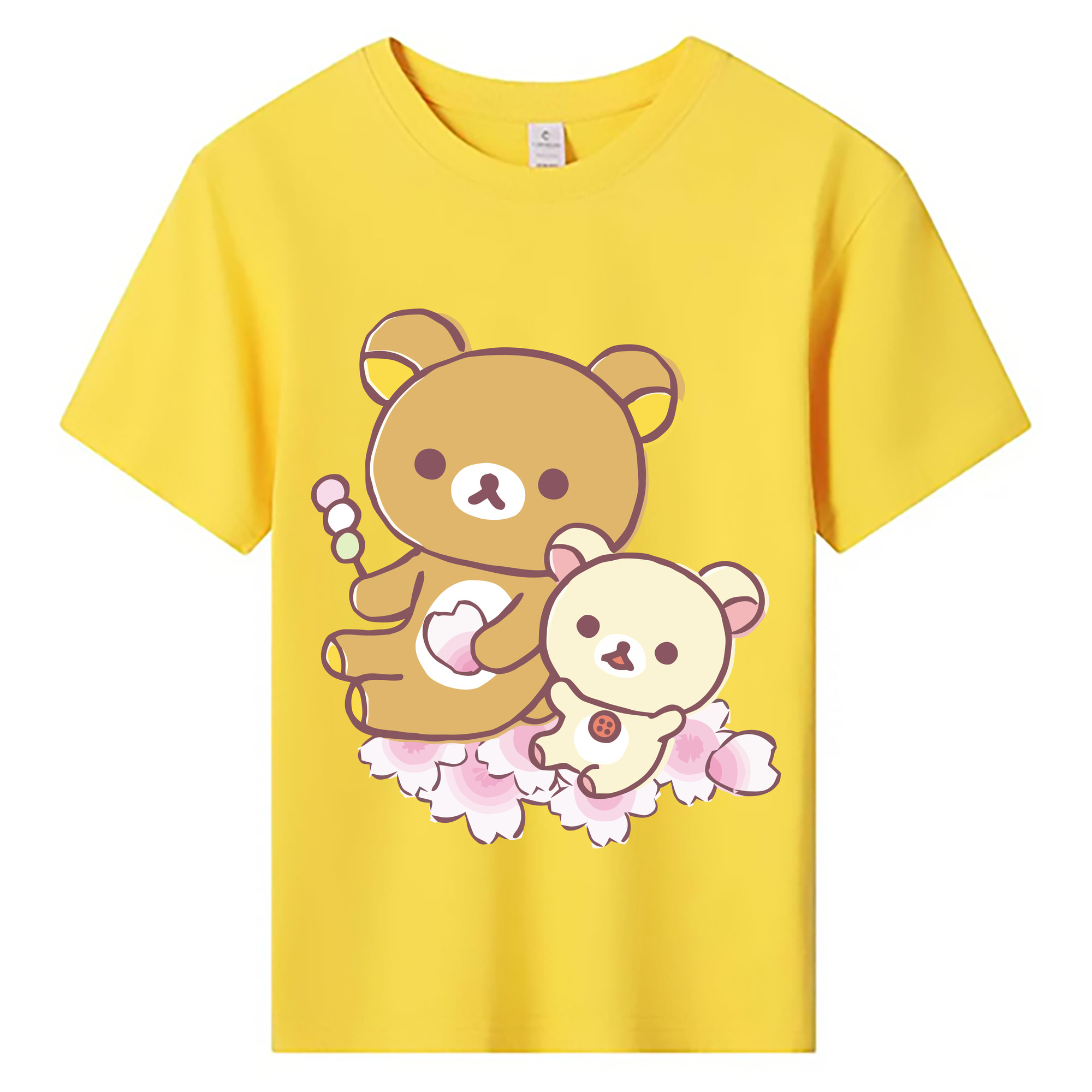 （画像用） リラックマ リラックマ キイロイトリ Rilakkuma Korilakkuma Kiiroitori 綿100％キッズTシャツ（フロントプリント）