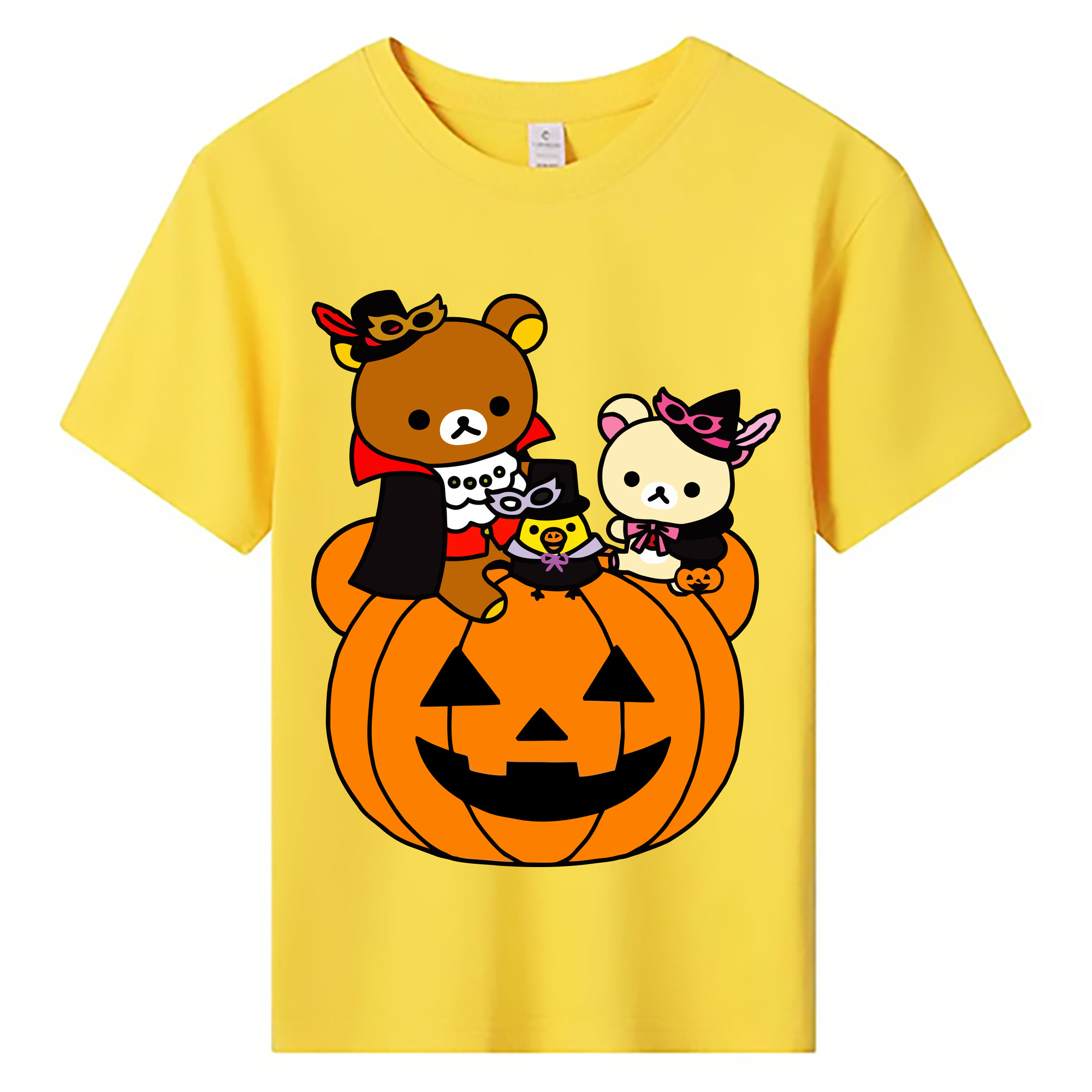 （画像用） リラックマ リラックマ キイロイトリ Rilakkuma Korilakkuma Kiiroitori 綿100％キッズTシャツ（フロントプリント）