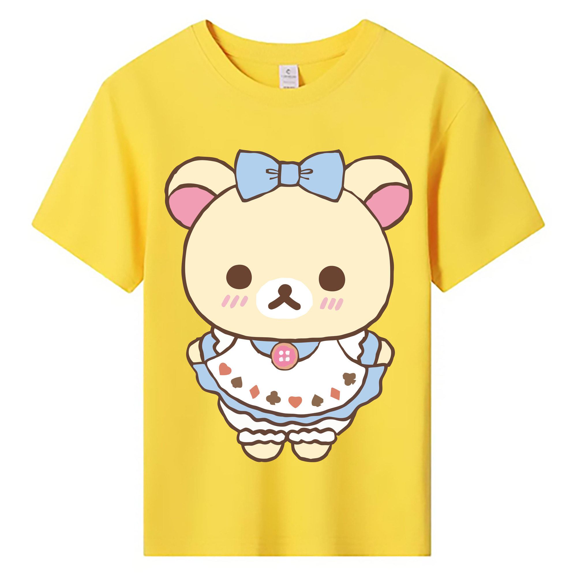 （画像用） リラックマ リラックマ キイロイトリ Rilakkuma Korilakkuma Kiiroitori 綿100％キッズTシャツ（フロントプリント）
