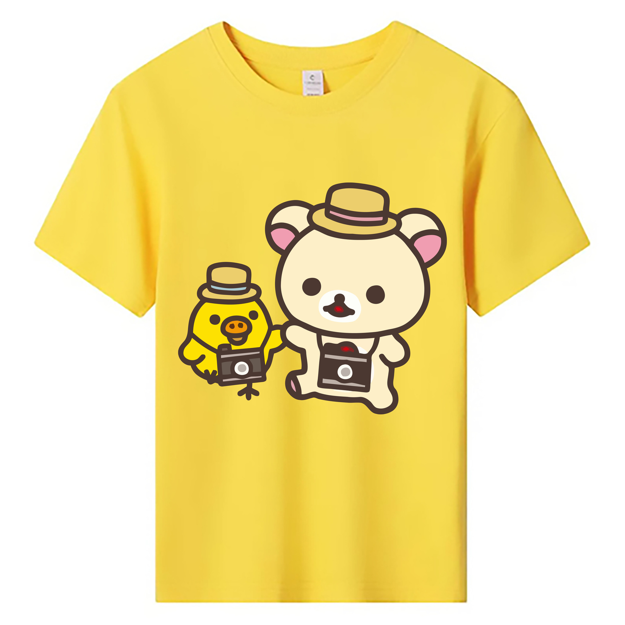 （画像用） リラックマ リラックマ キイロイトリ Rilakkuma Korilakkuma Kiiroitori 綿100％キッズTシャツ（フロントプリント）