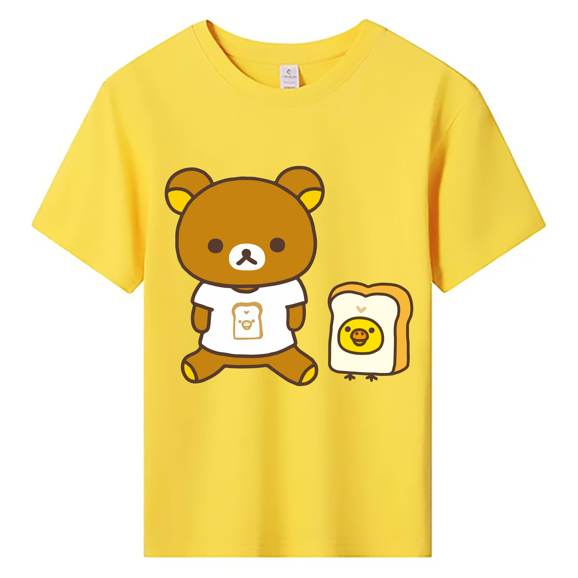 （画像用） リラックマ リラックマ キイロイトリ Rilakkuma Korilakkuma Kiiroitori 綿100％キッズTシャツ（フロントプリント）