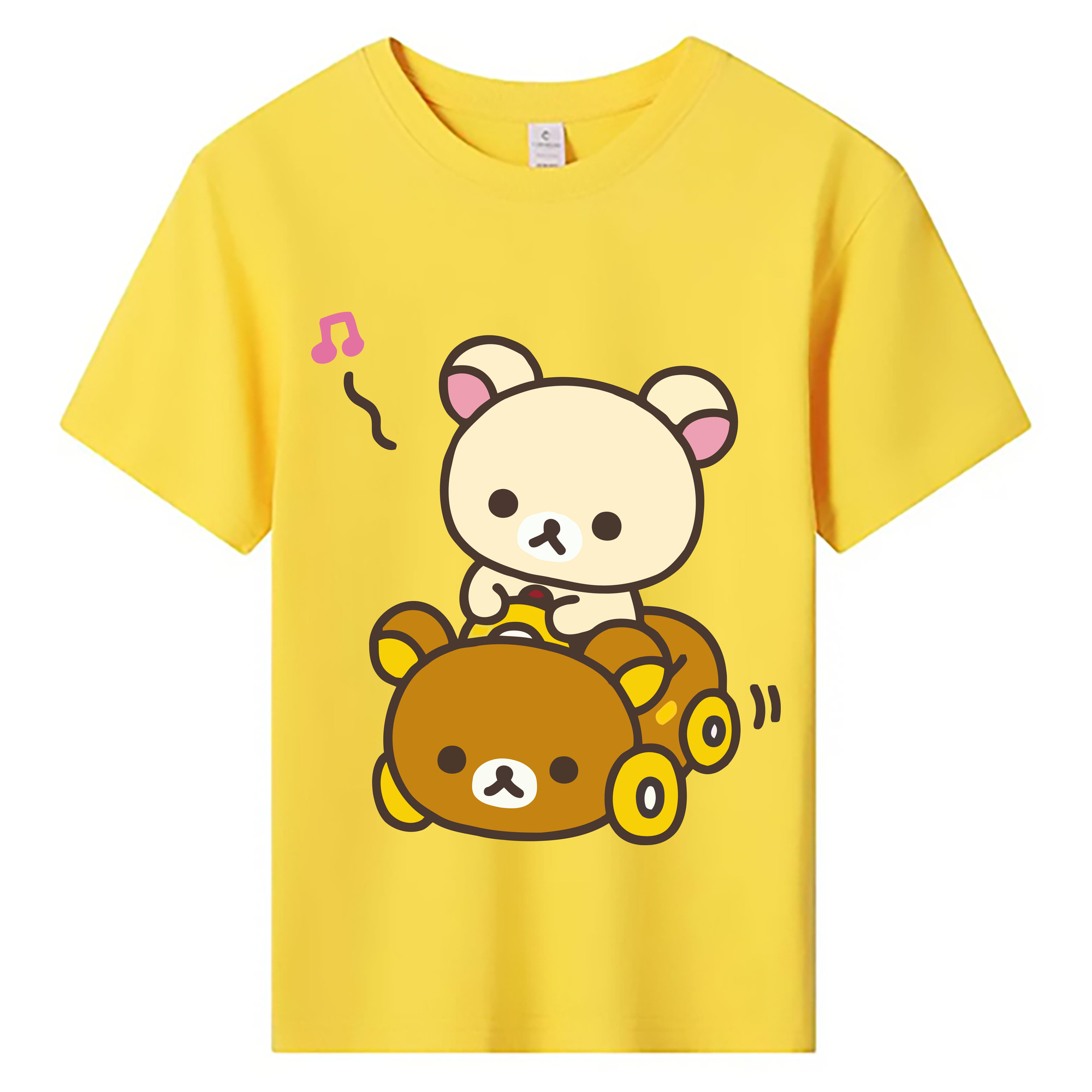 （画像用） リラックマ リラックマ キイロイトリ Rilakkuma Korilakkuma Kiiroitori 綿100％キッズTシャツ（フロントプリント）