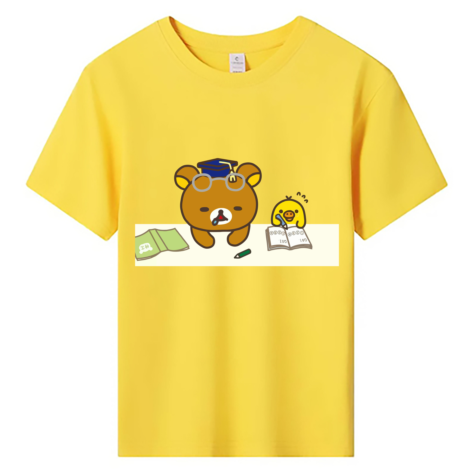 （画像用） リラックマ リラックマ キイロイトリ Rilakkuma Korilakkuma Kiiroitori 綿100％キッズTシャツ（フロントプリント）