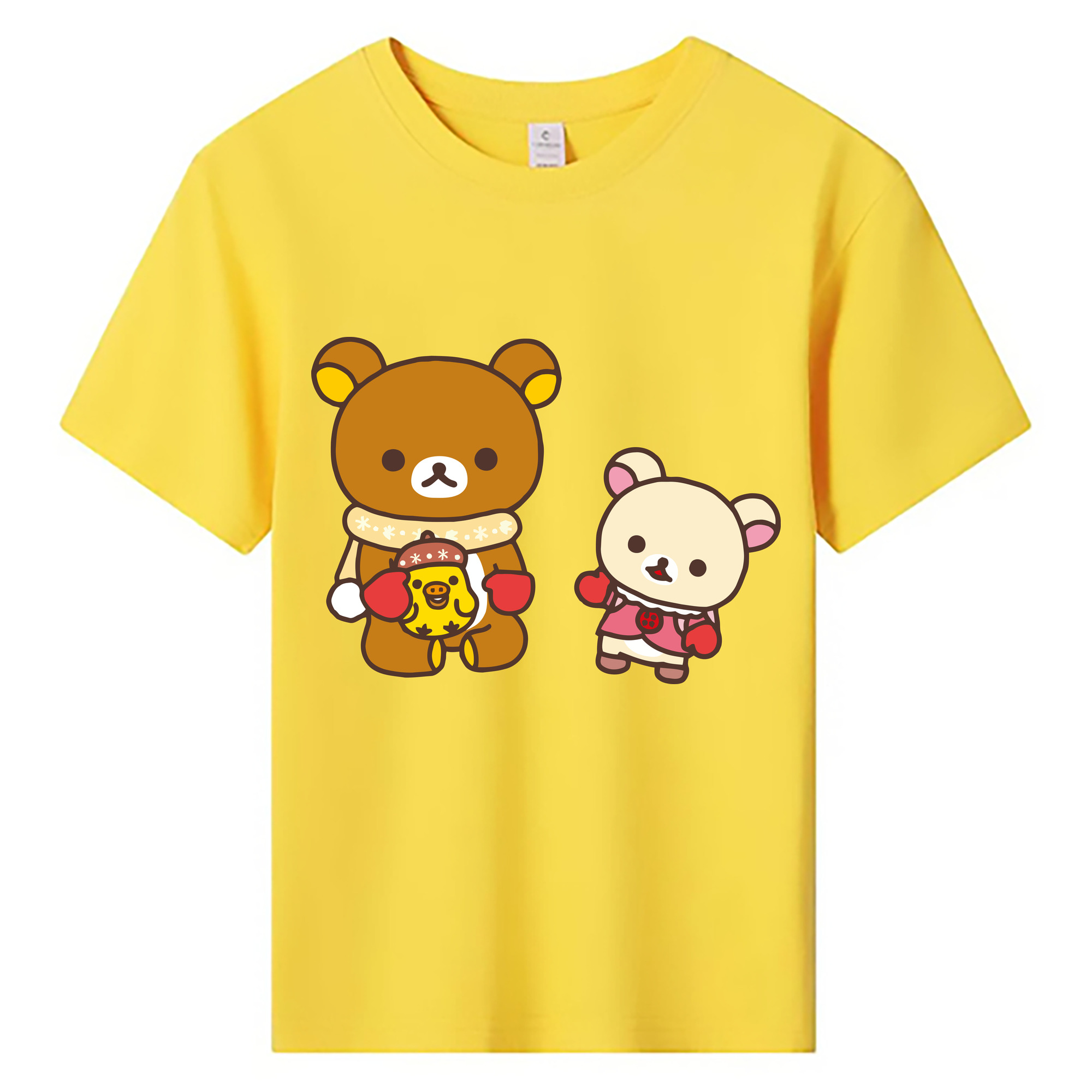 （画像用） リラックマ リラックマ キイロイトリ Rilakkuma Korilakkuma Kiiroitori 綿100％キッズTシャツ（フロントプリント）
