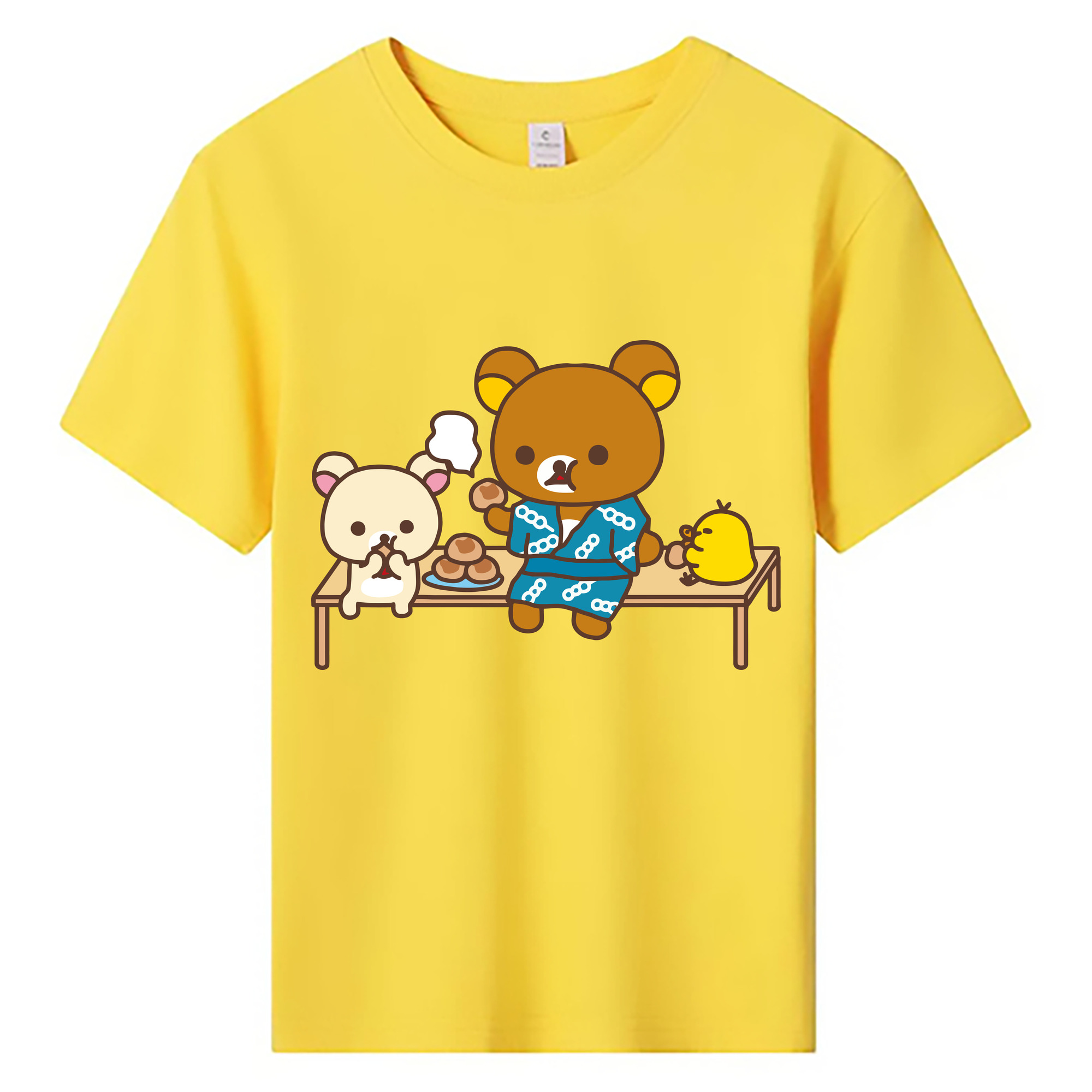 （画像用） リラックマ リラックマ キイロイトリ Rilakkuma Korilakkuma Kiiroitori 綿100％キッズTシャツ（フロントプリント）