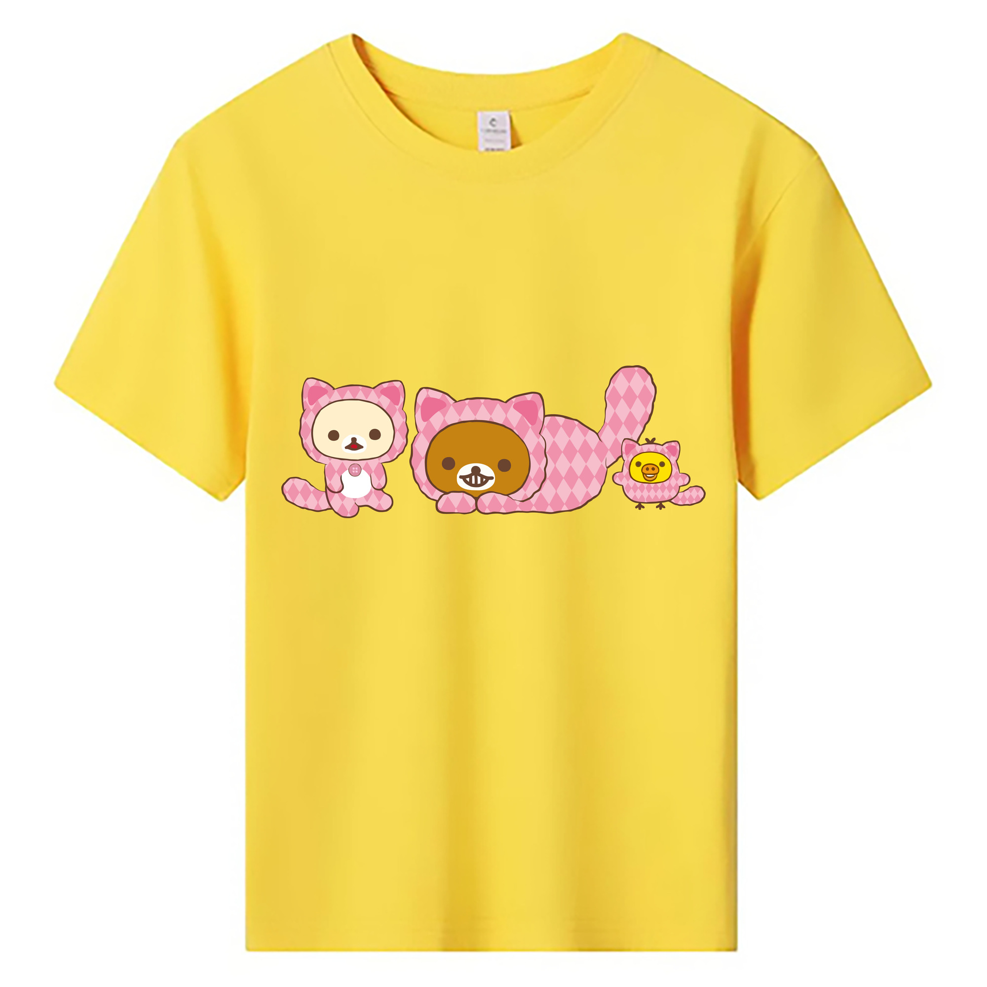 （画像用） リラックマ リラックマ キイロイトリ Rilakkuma Korilakkuma Kiiroitori 綿100％キッズTシャツ（フロントプリント）