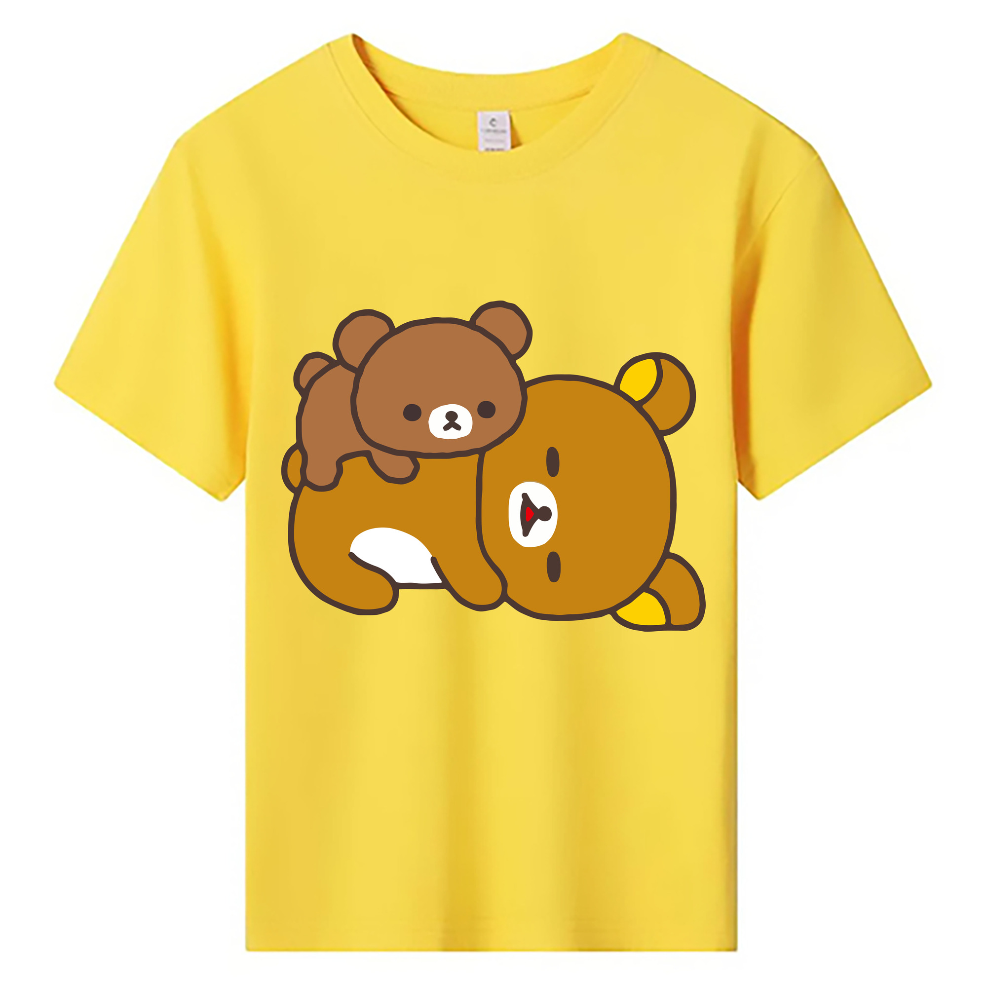 （画像用） リラックマ リラックマ キイロイトリ Rilakkuma Korilakkuma Kiiroitori 綿100％キッズTシャツ（フロントプリント）