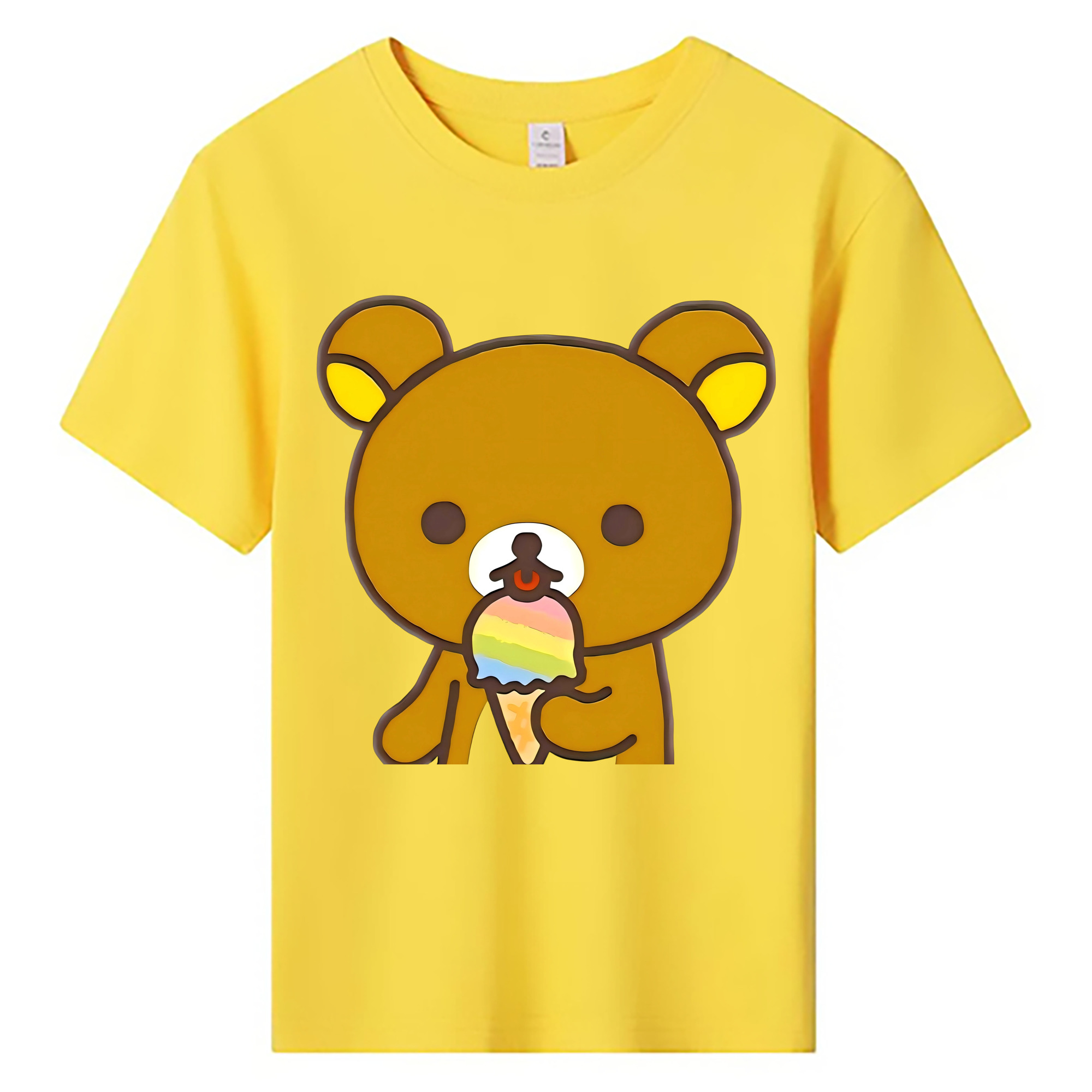 （画像用） リラックマ リラックマ キイロイトリ Rilakkuma Korilakkuma Kiiroitori 綿100％キッズTシャツ（フロントプリント）