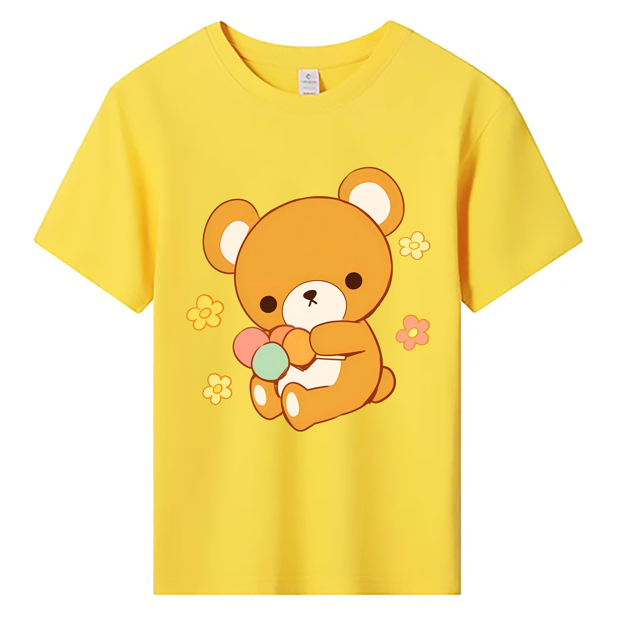 （画像用） リラックマ リラックマ キイロイトリ Rilakkuma Korilakkuma Kiiroitori 綿100％キッズTシャツ（フロントプリント）