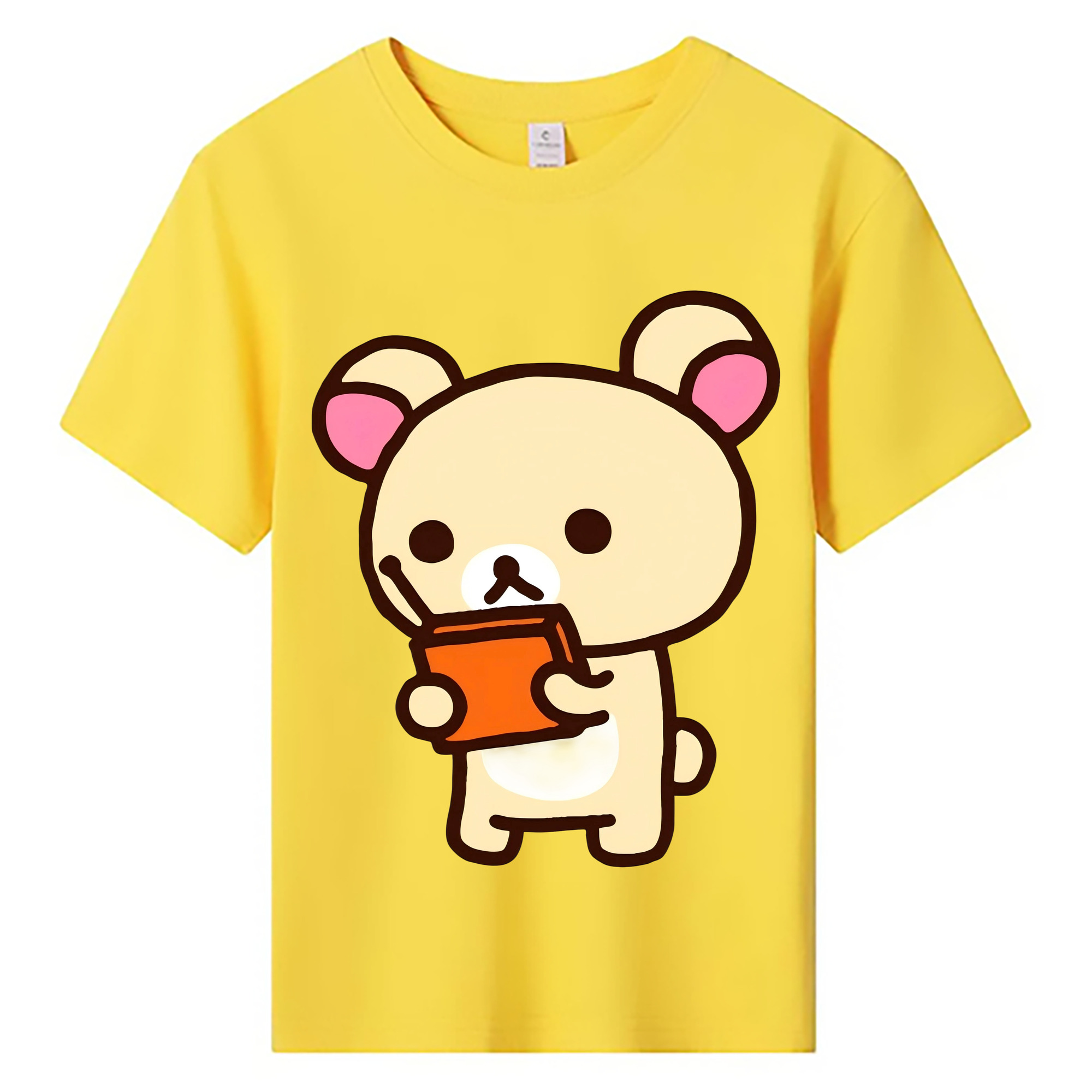 （画像用） リラックマ リラックマ キイロイトリ Rilakkuma Korilakkuma Kiiroitori 綿100％キッズTシャツ（フロントプリント）