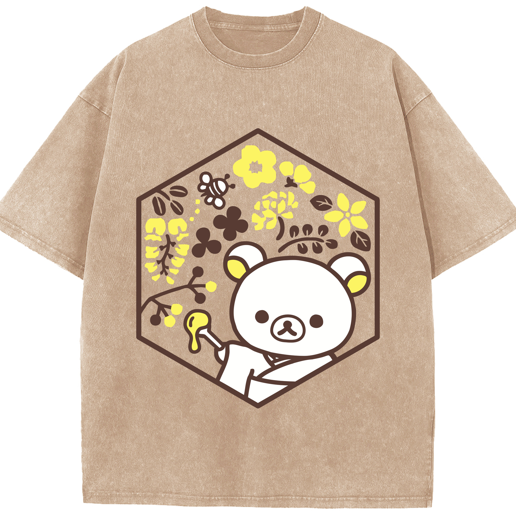 （画像用） リラックマ リラックマ キイロイトリ Rilakkuma Korilakkuma Kiiroitori 綿100% ヴィンテージ風 半袖Tシャツ（フロントプリント）