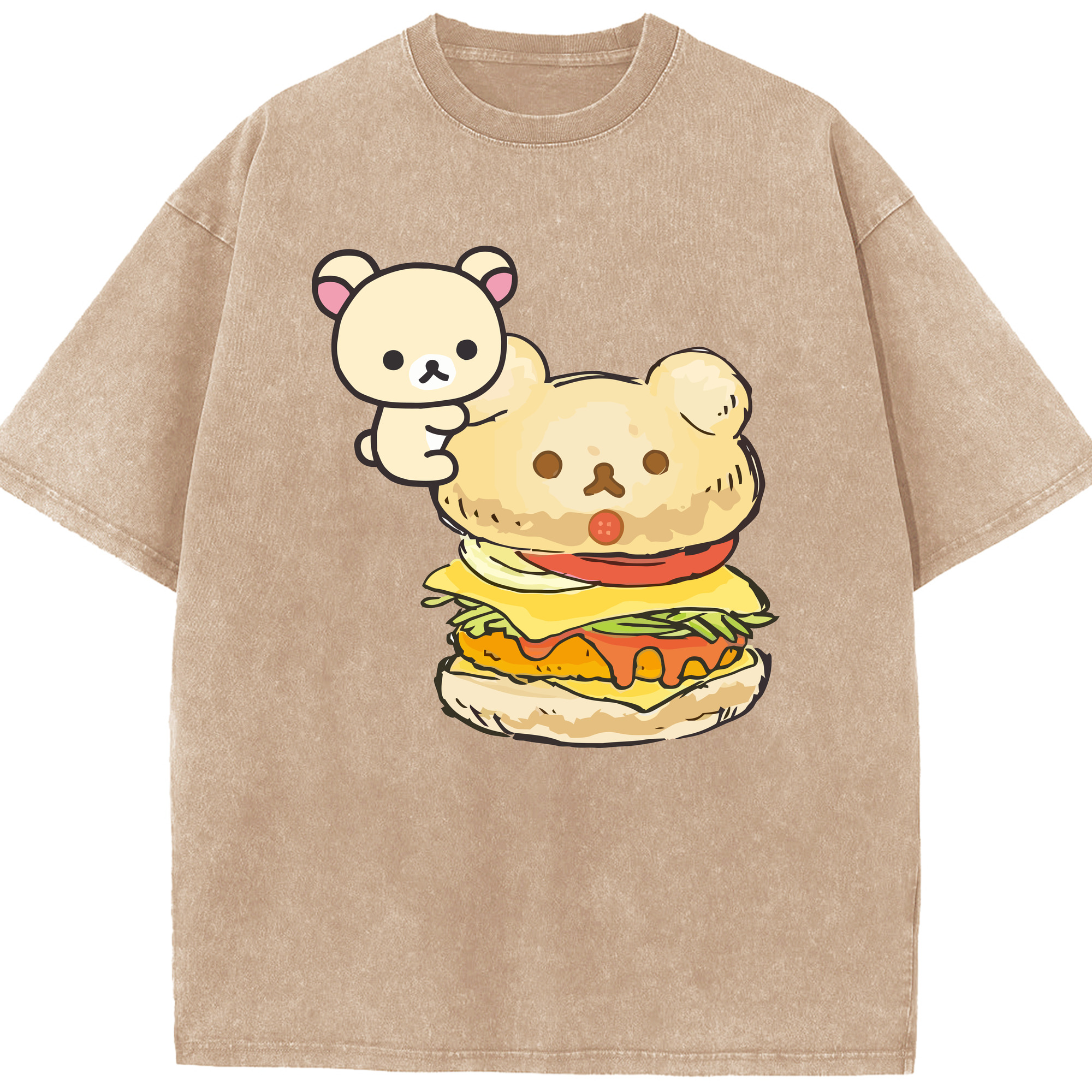 （画像用） リラックマ リラックマ キイロイトリ Rilakkuma Korilakkuma Kiiroitori 綿100% ヴィンテージ風 半袖Tシャツ（フロントプリント）