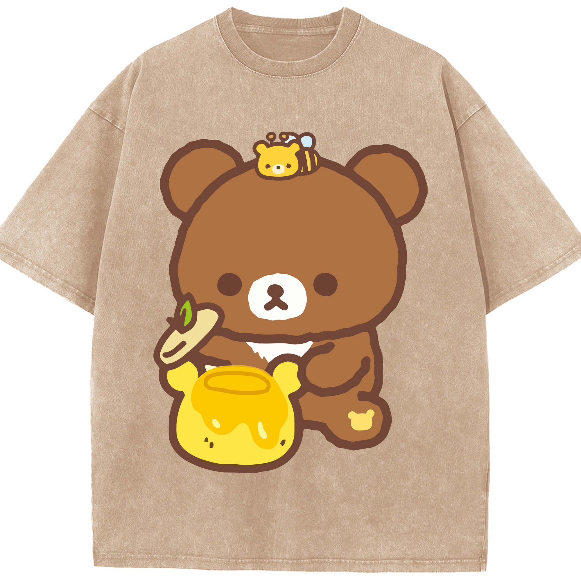 （画像用） リラックマ リラックマ キイロイトリ Rilakkuma Korilakkuma Kiiroitori 綿100% ヴィンテージ風 半袖Tシャツ（フロントプリント）