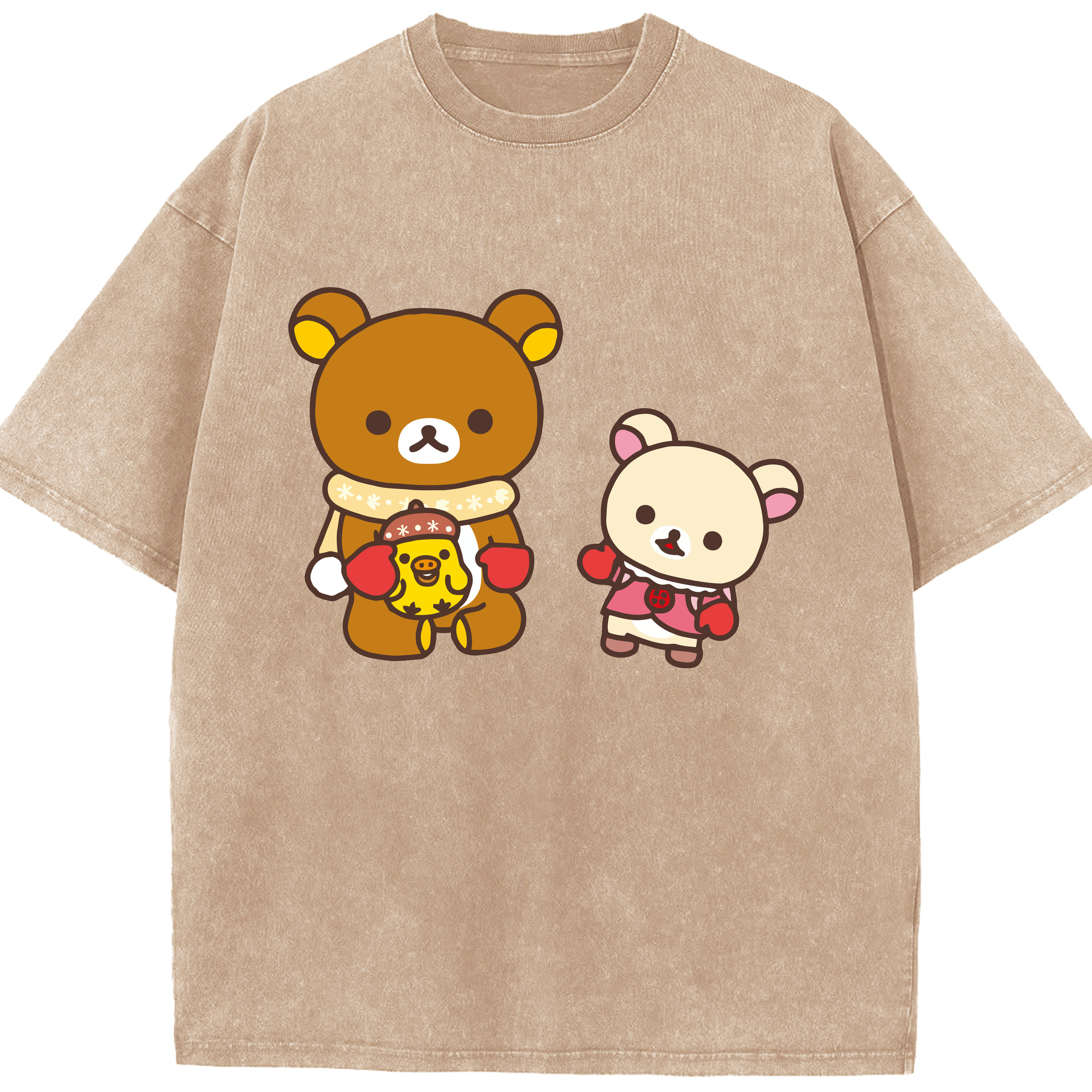 （画像用） リラックマ リラックマ キイロイトリ Rilakkuma Korilakkuma Kiiroitori 綿100% ヴィンテージ風 半袖Tシャツ（フロントプリント）
