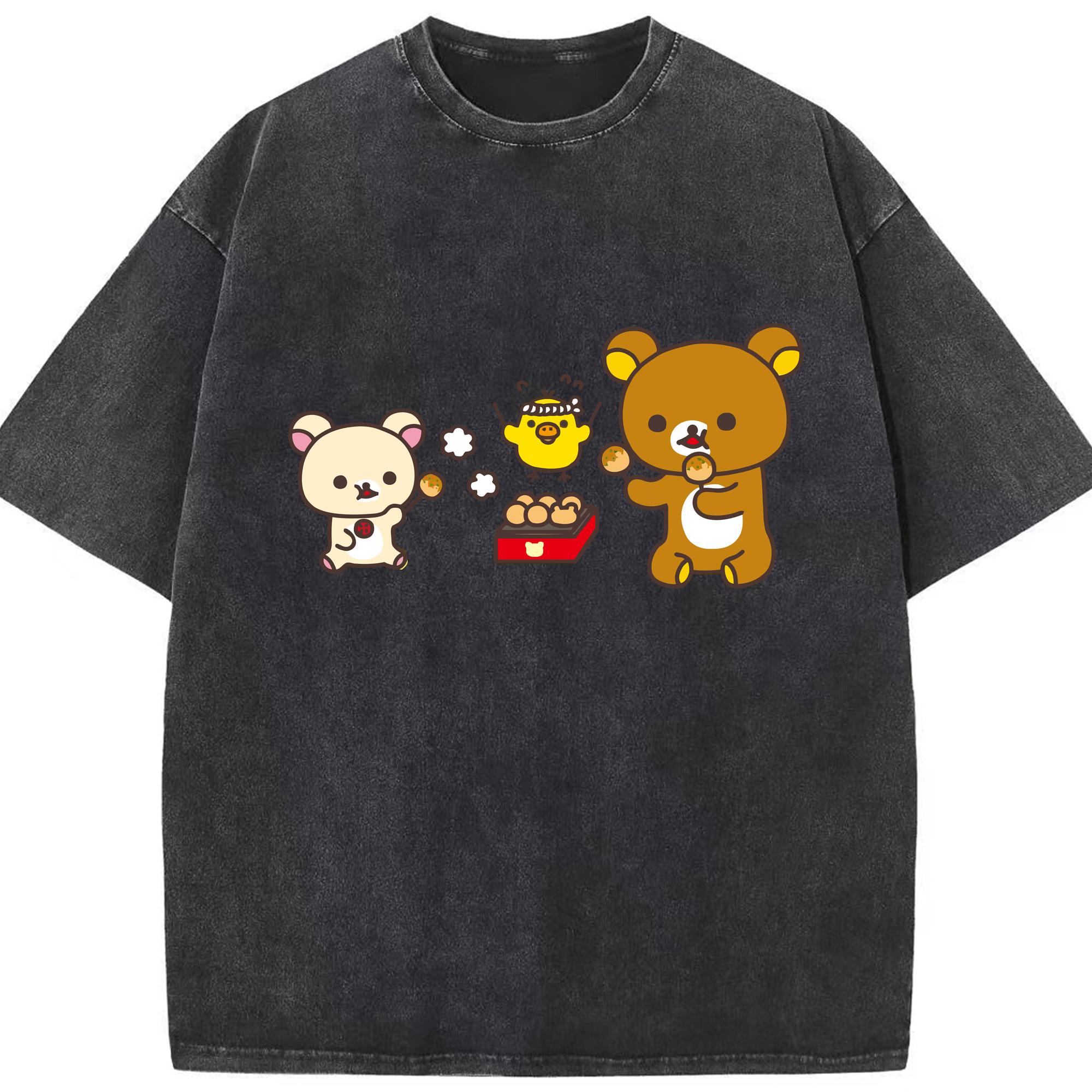 （画像用） リラックマ リラックマ キイロイトリ Rilakkuma Korilakkuma Kiiroitori 綿100% ヴィンテージ風 半袖Tシャツ（フロントプリント）