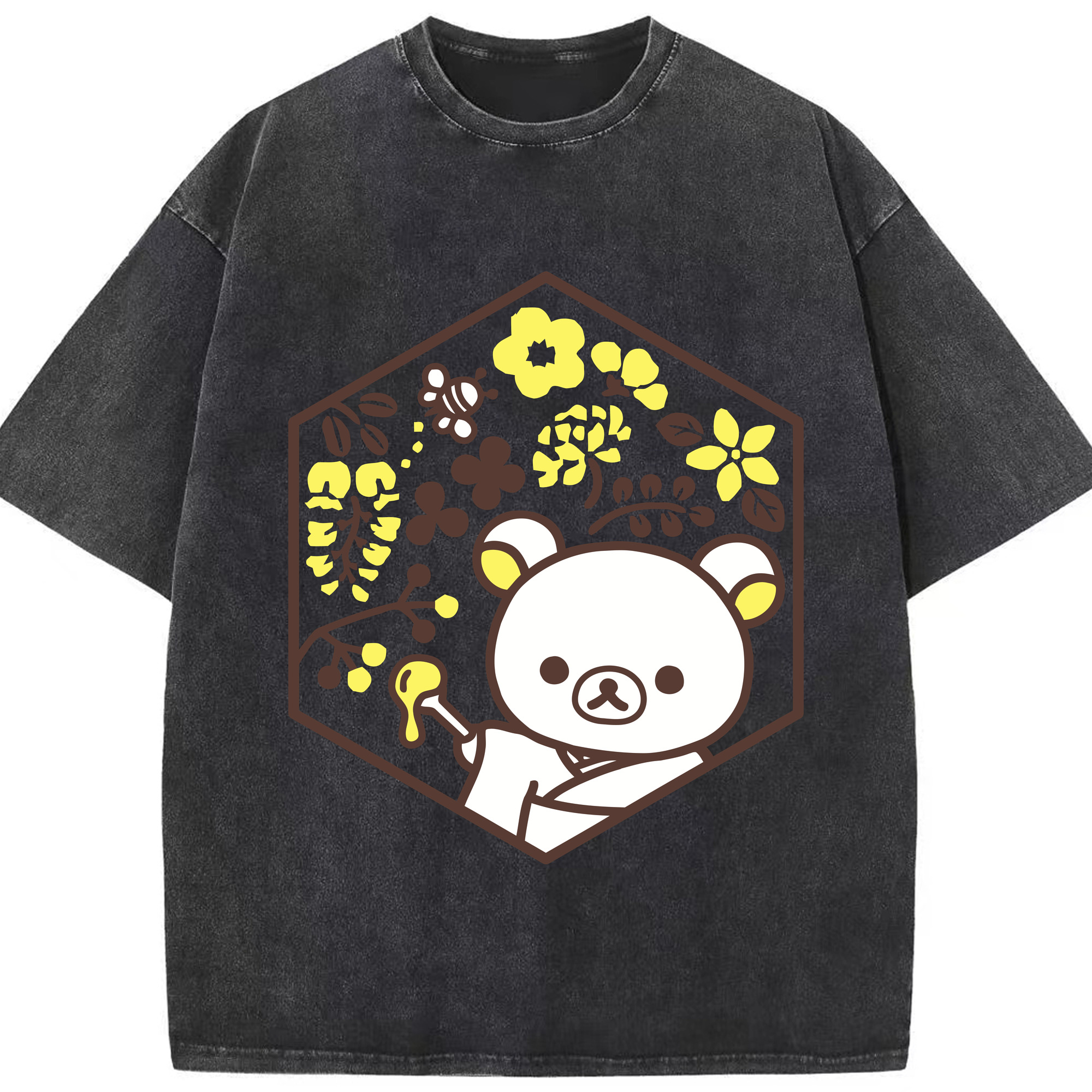 （画像用） リラックマ リラックマ キイロイトリ Rilakkuma Korilakkuma Kiiroitori 綿100% ヴィンテージ風 半袖Tシャツ（フロントプリント）