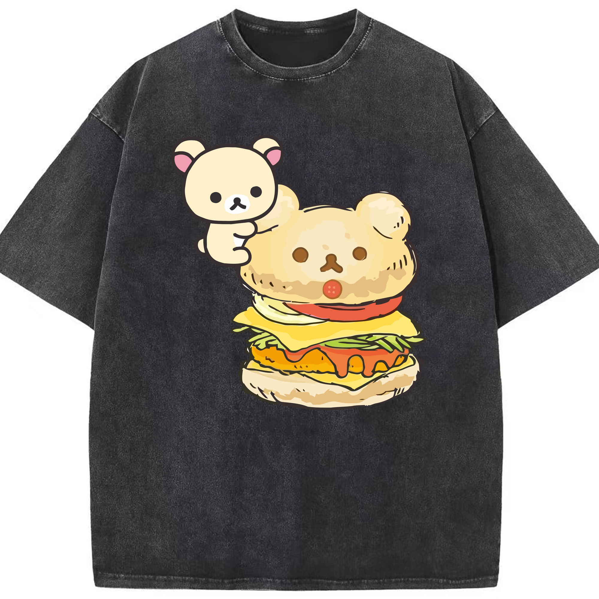 （画像用） リラックマ リラックマ キイロイトリ Rilakkuma Korilakkuma Kiiroitori 綿100% ヴィンテージ風 半袖Tシャツ（フロントプリント）