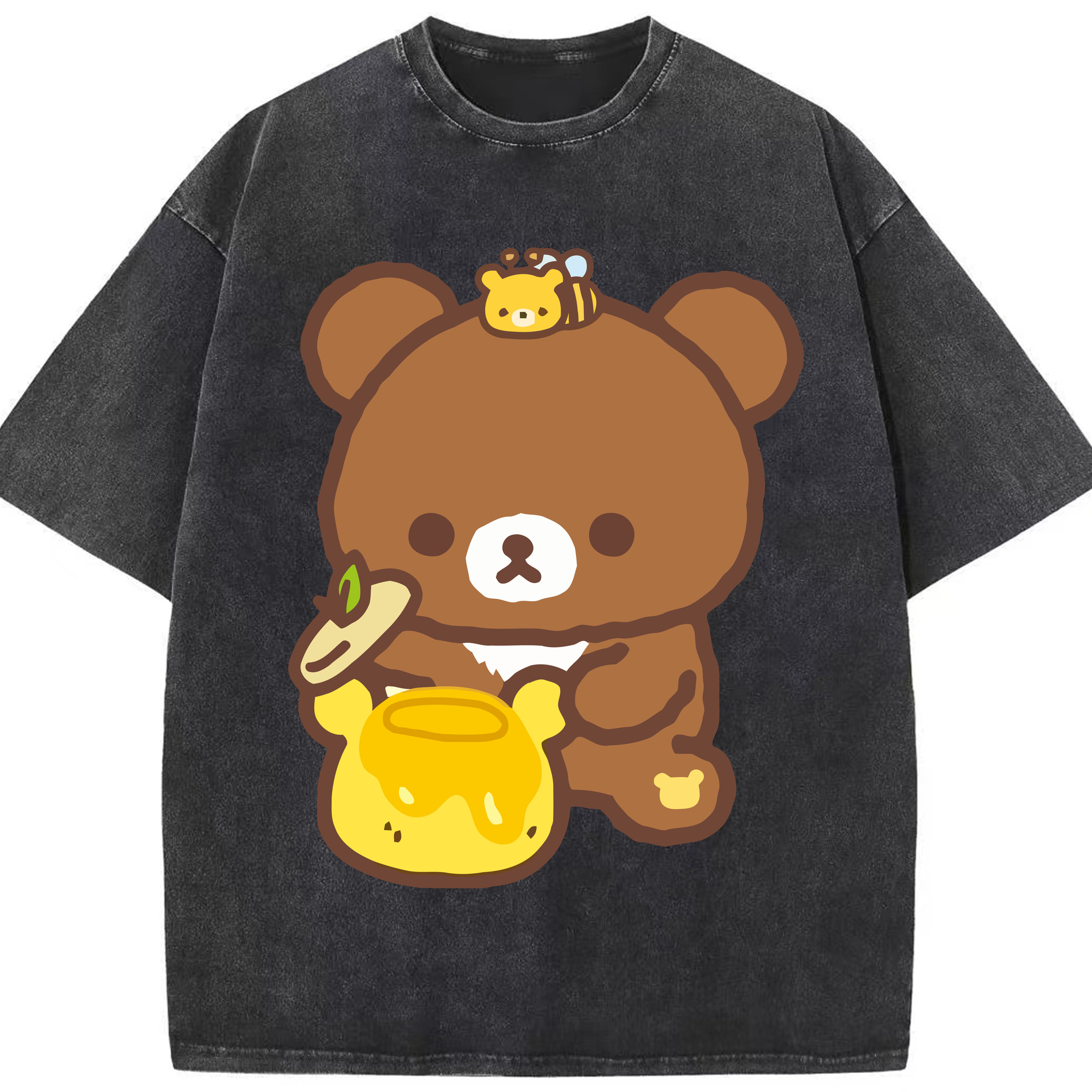 （画像用） リラックマ リラックマ キイロイトリ Rilakkuma Korilakkuma Kiiroitori 綿100% ヴィンテージ風 半袖Tシャツ（フロントプリント）