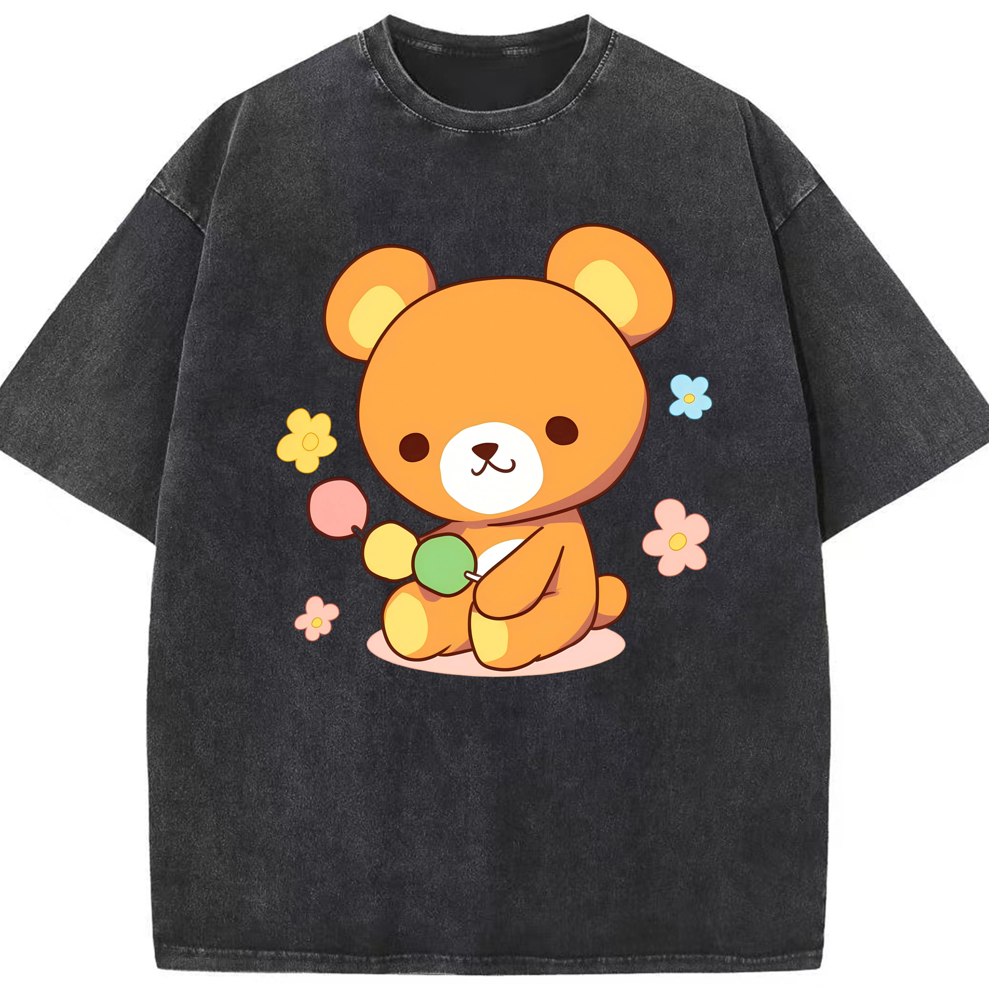 （画像用） リラックマ リラックマ キイロイトリ Rilakkuma Korilakkuma Kiiroitori 綿100% ヴィンテージ風 半袖Tシャツ（フロントプリント）