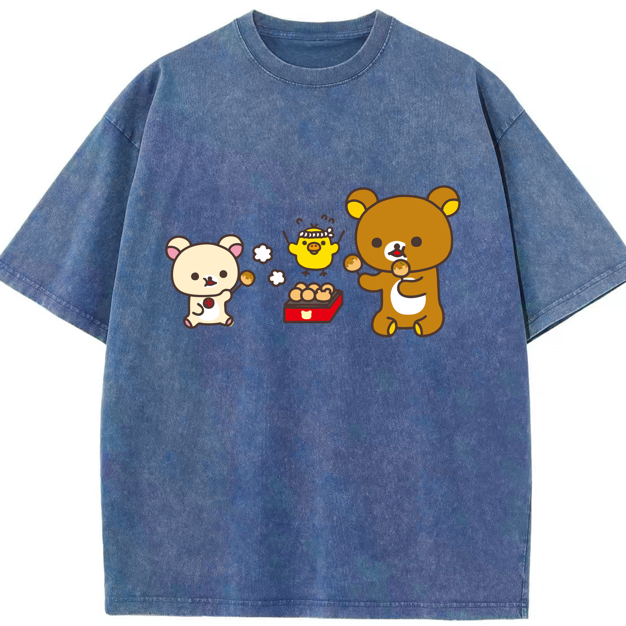 （画像用） リラックマ リラックマ キイロイトリ Rilakkuma Korilakkuma Kiiroitori 綿100% ヴィンテージ風 半袖Tシャツ（フロントプリント）