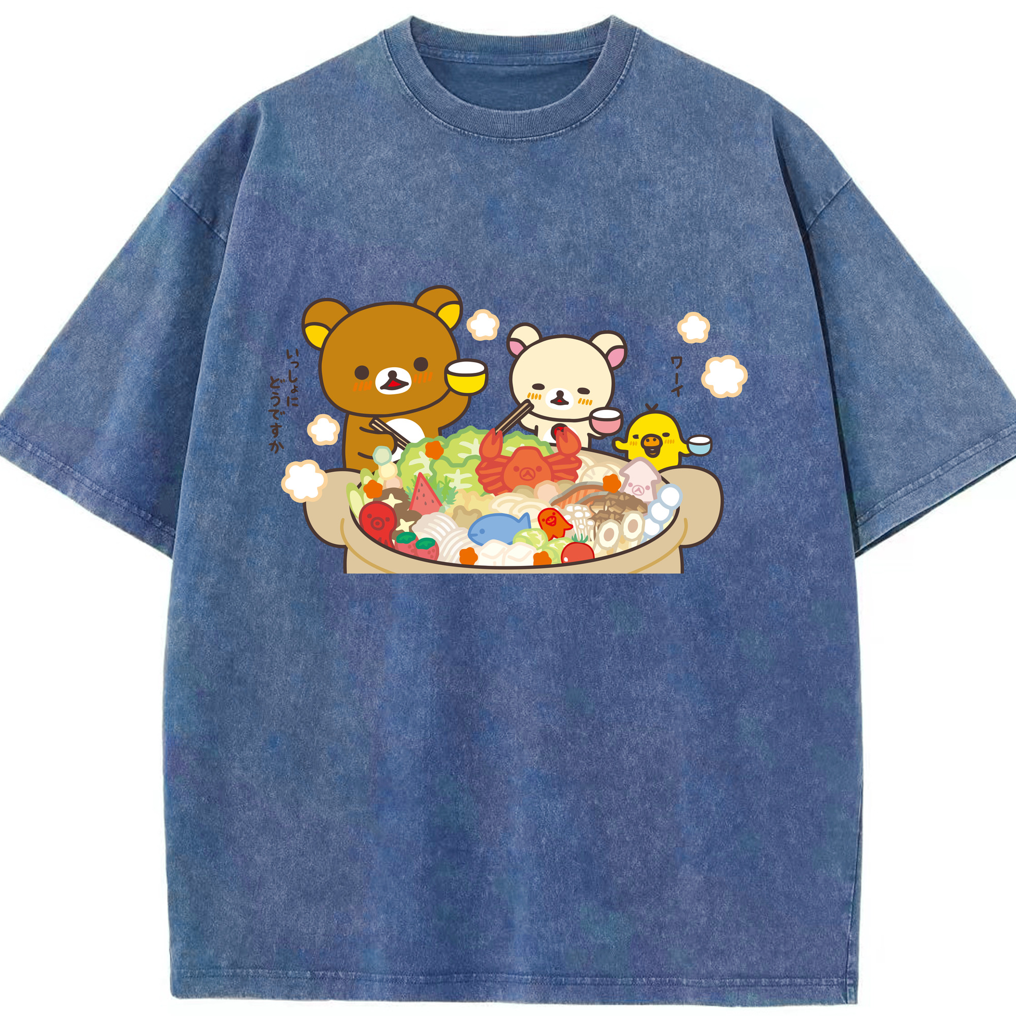 （画像用） リラックマ リラックマ キイロイトリ Rilakkuma Korilakkuma Kiiroitori 綿100% ヴィンテージ風 半袖Tシャツ（フロントプリント）
