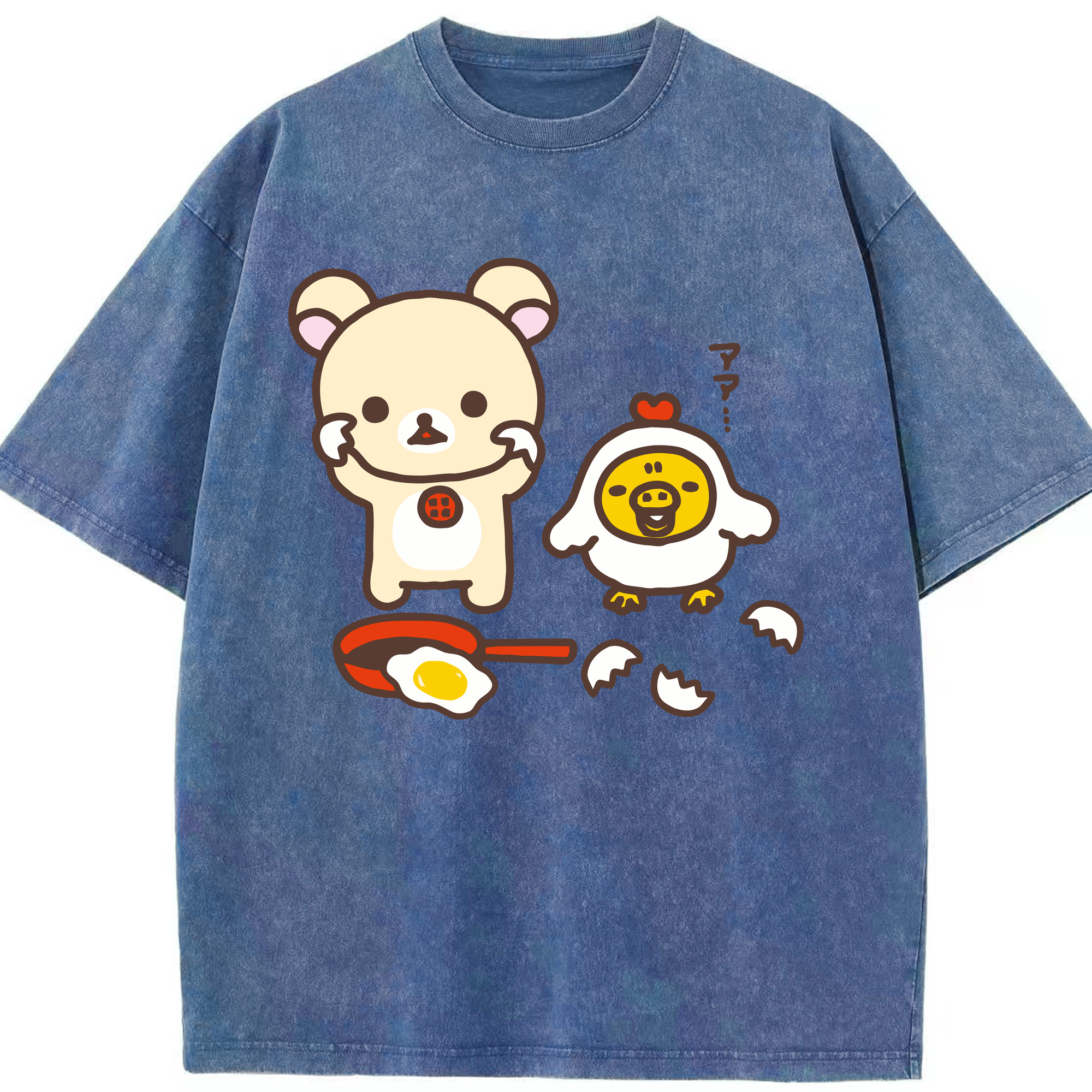 （画像用） リラックマ リラックマ キイロイトリ Rilakkuma Korilakkuma Kiiroitori 綿100% ヴィンテージ風 半袖Tシャツ（フロントプリント）