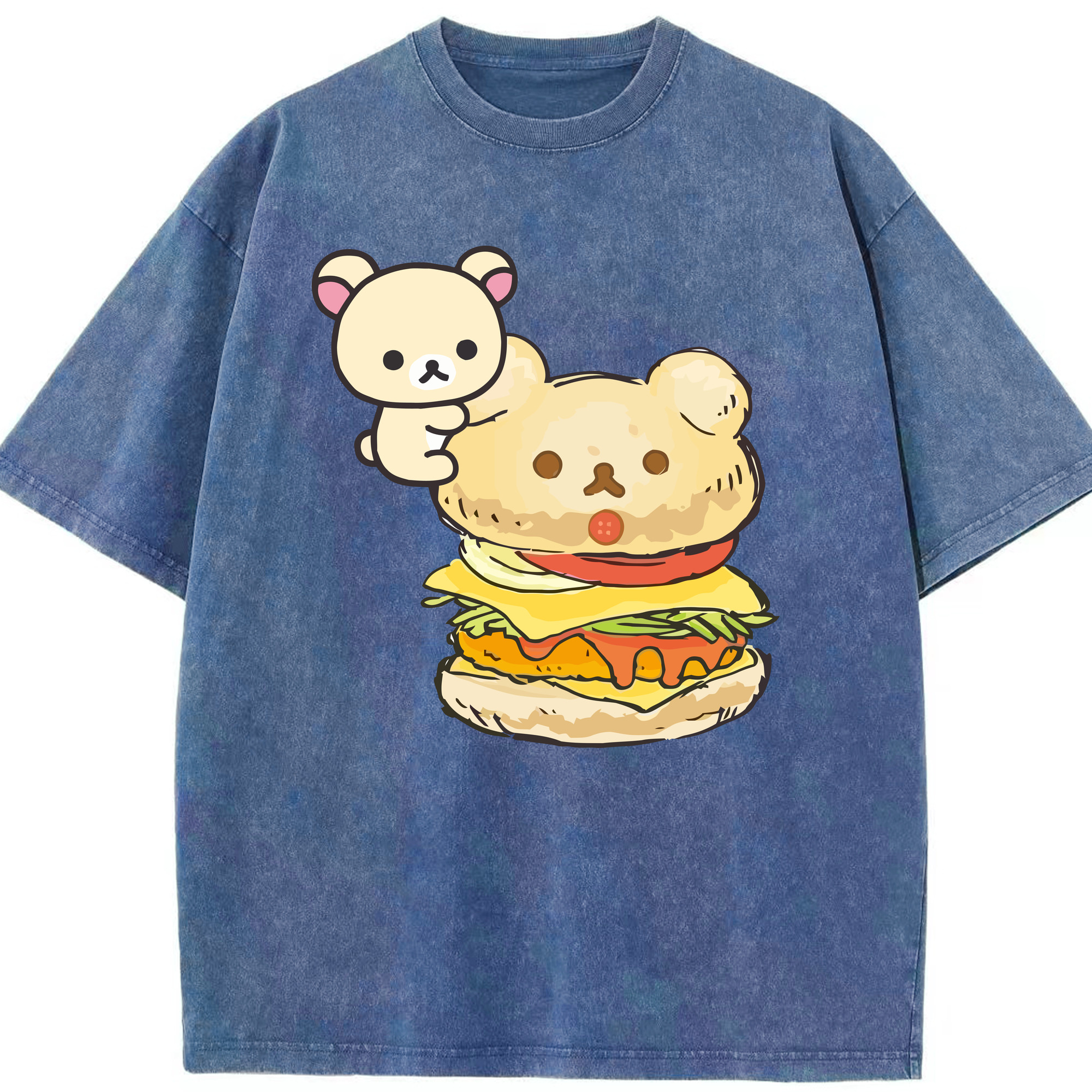 （画像用） リラックマ リラックマ キイロイトリ Rilakkuma Korilakkuma Kiiroitori 綿100% ヴィンテージ風 半袖Tシャツ（フロントプリント）