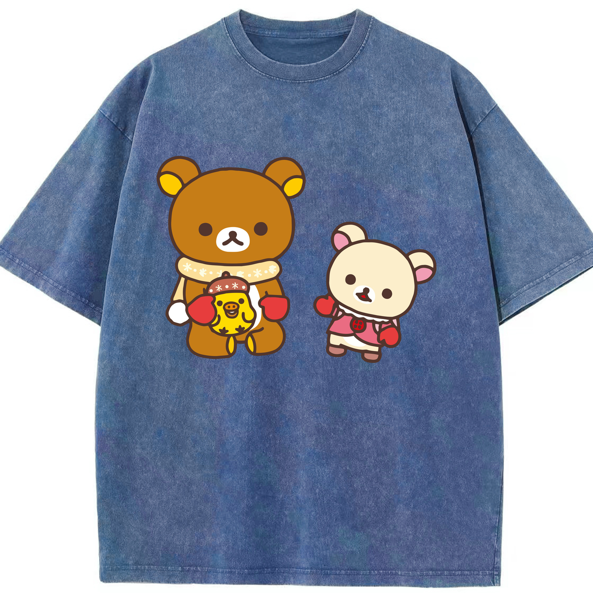 （画像用） リラックマ リラックマ キイロイトリ Rilakkuma Korilakkuma Kiiroitori 綿100% ヴィンテージ風 半袖Tシャツ（フロントプリント）