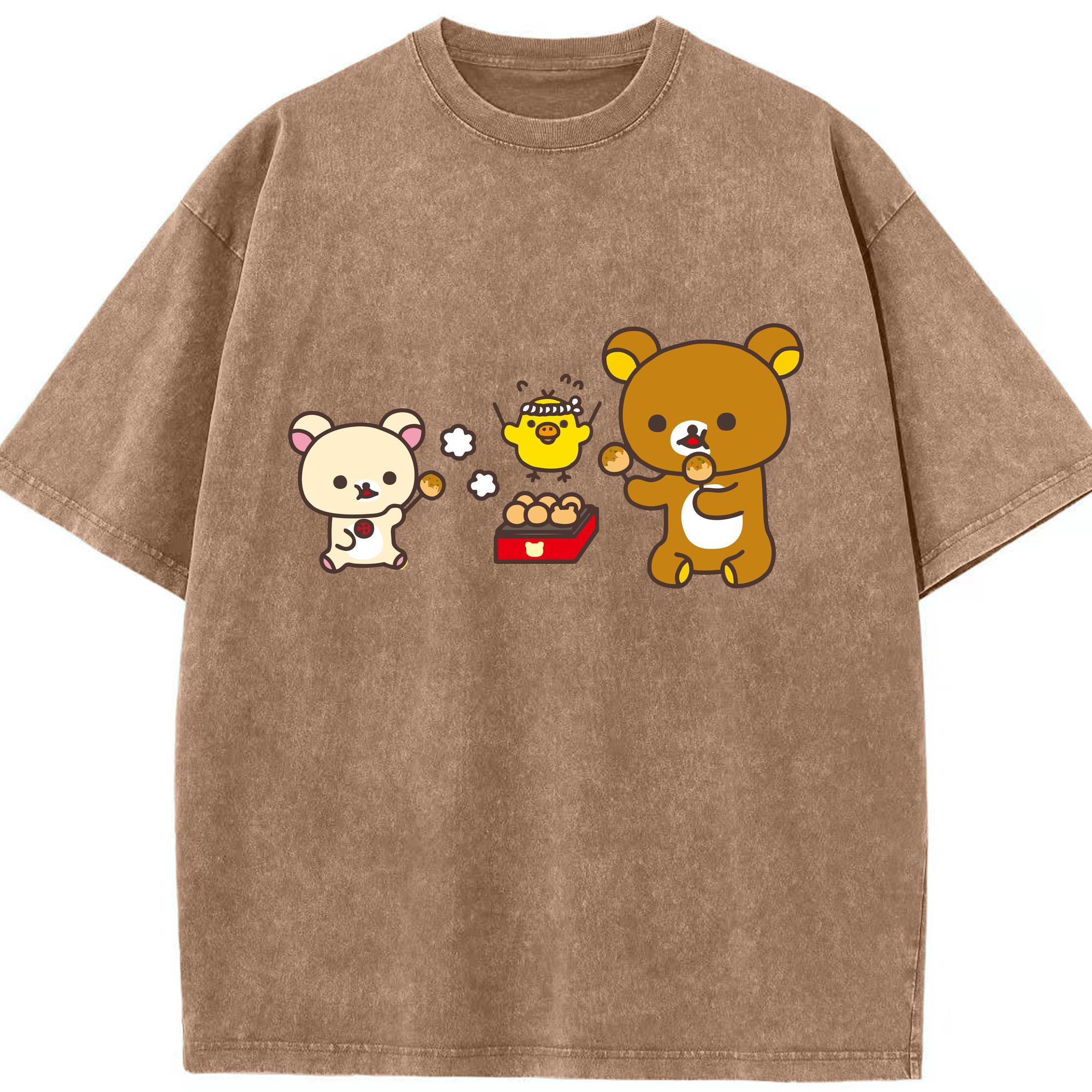 （画像用） リラックマ リラックマ キイロイトリ Rilakkuma Korilakkuma Kiiroitori 綿100% ヴィンテージ風 半袖Tシャツ（フロントプリント）