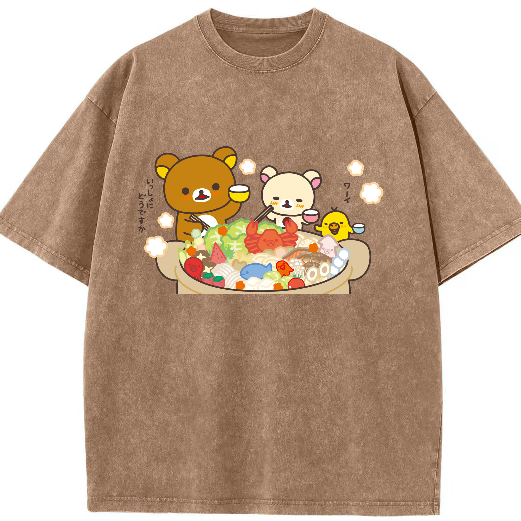 （画像用） リラックマ リラックマ キイロイトリ Rilakkuma Korilakkuma Kiiroitori 綿100% ヴィンテージ風 半袖Tシャツ（フロントプリント）