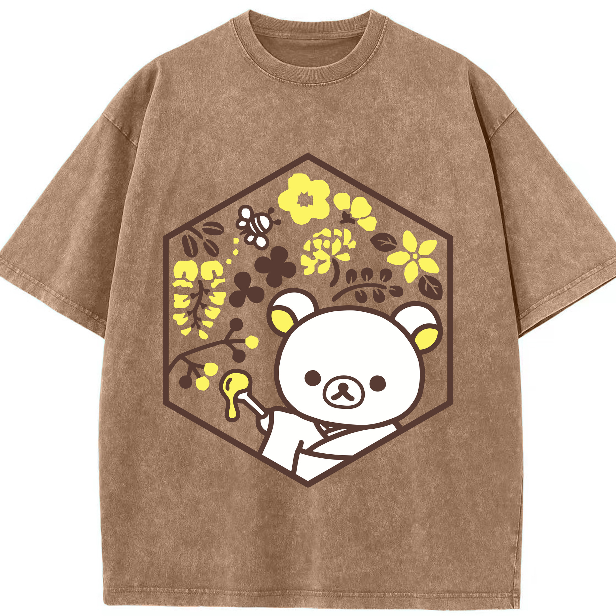 （画像用） リラックマ リラックマ キイロイトリ Rilakkuma Korilakkuma Kiiroitori 綿100% ヴィンテージ風 半袖Tシャツ（フロントプリント）