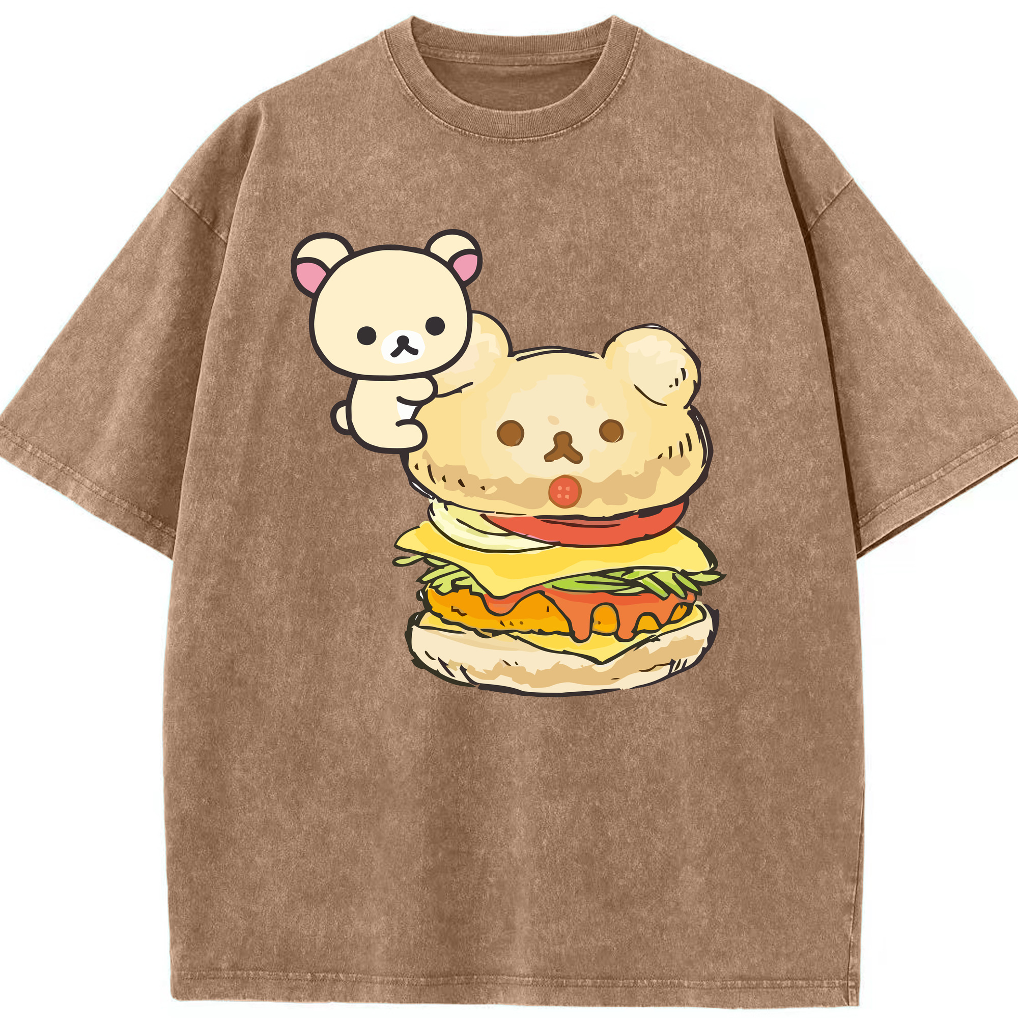 （画像用） リラックマ リラックマ キイロイトリ Rilakkuma Korilakkuma Kiiroitori 綿100% ヴィンテージ風 半袖Tシャツ（フロントプリント）