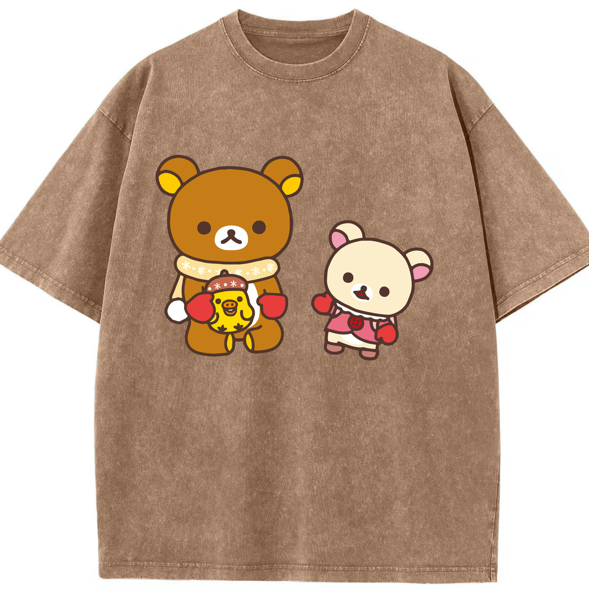 （画像用） リラックマ リラックマ キイロイトリ Rilakkuma Korilakkuma Kiiroitori 綿100% ヴィンテージ風 半袖Tシャツ（フロントプリント）
