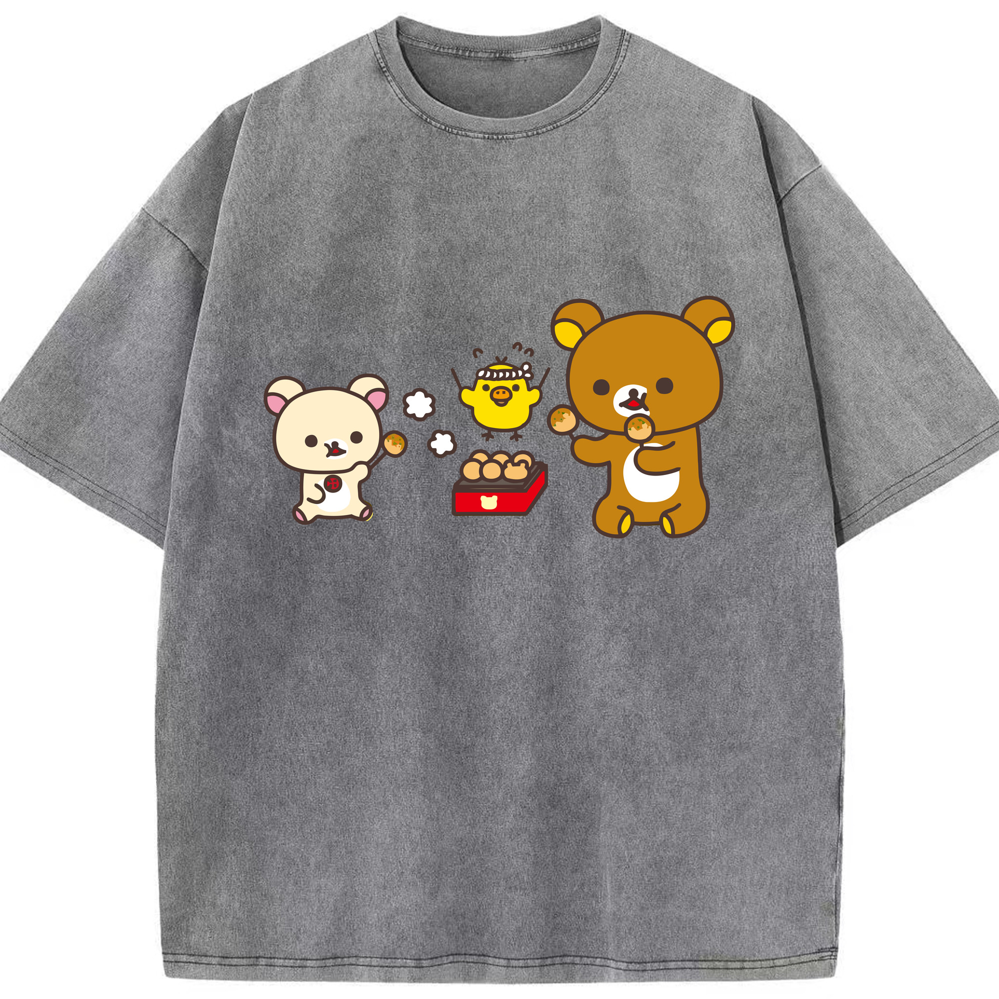 （画像用） リラックマ リラックマ キイロイトリ Rilakkuma Korilakkuma Kiiroitori 綿100% ヴィンテージ風 半袖Tシャツ（フロントプリント）