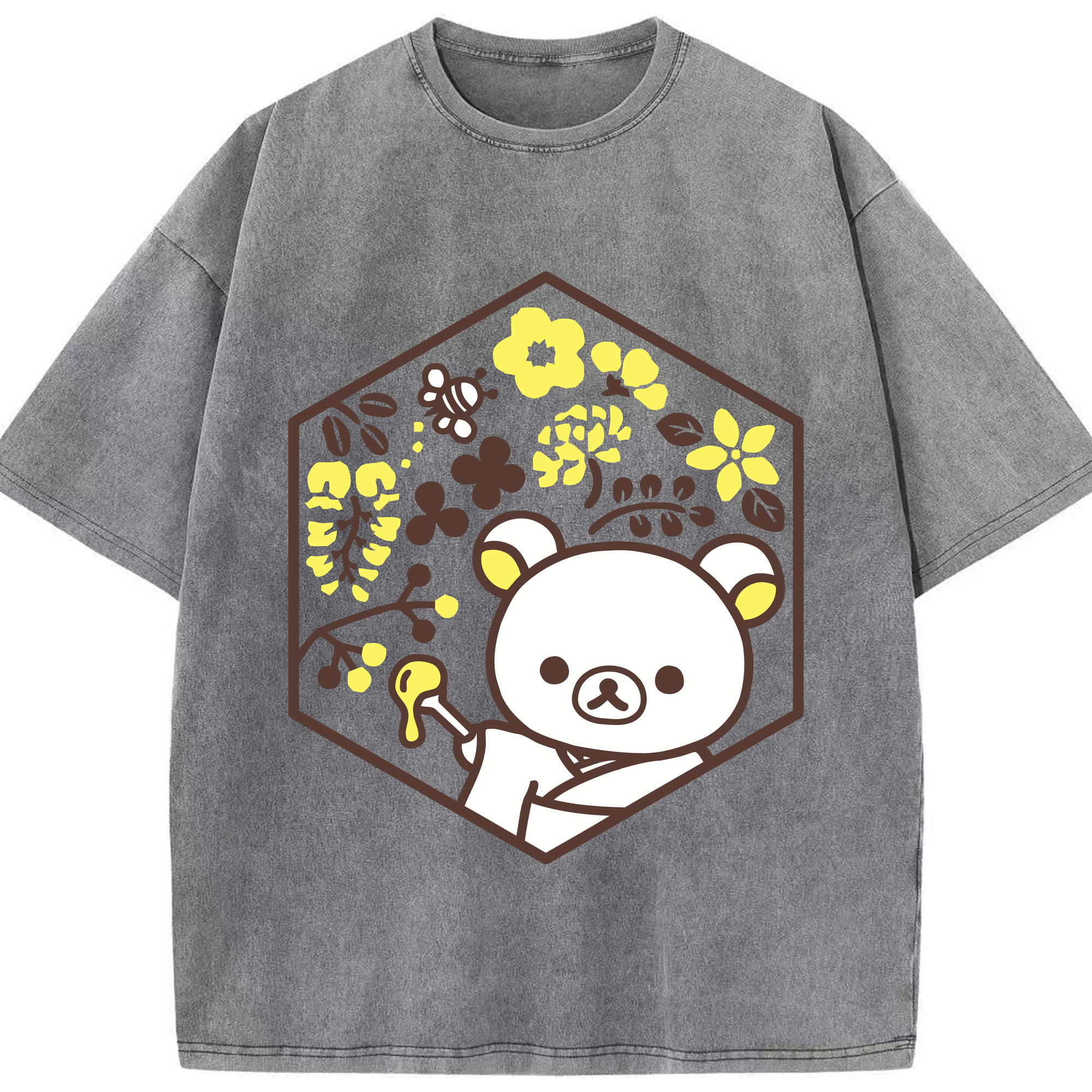 （画像用） リラックマ リラックマ キイロイトリ Rilakkuma Korilakkuma Kiiroitori 綿100% ヴィンテージ風 半袖Tシャツ（フロントプリント）