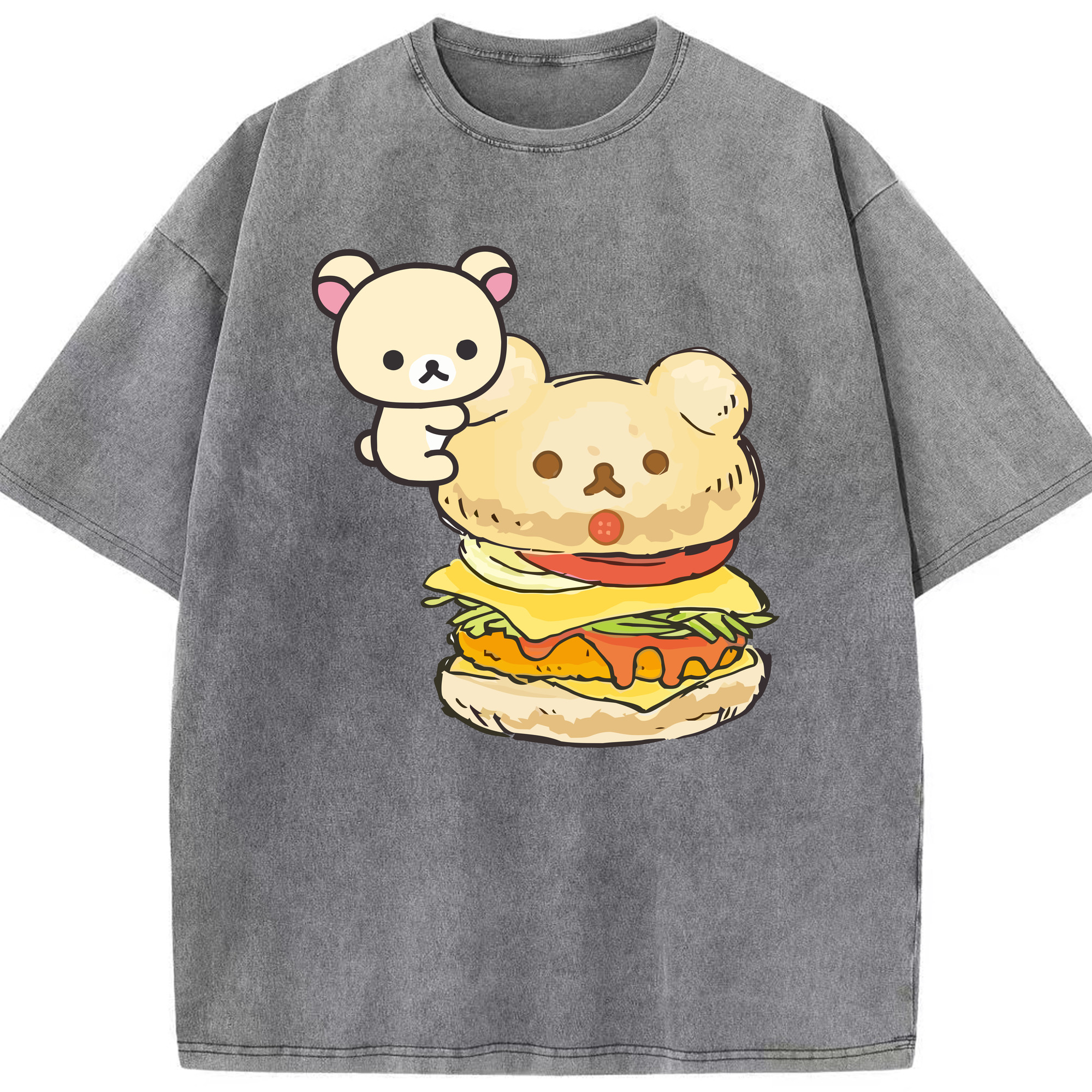（画像用） リラックマ リラックマ キイロイトリ Rilakkuma Korilakkuma Kiiroitori 綿100% ヴィンテージ風 半袖Tシャツ（フロントプリント）