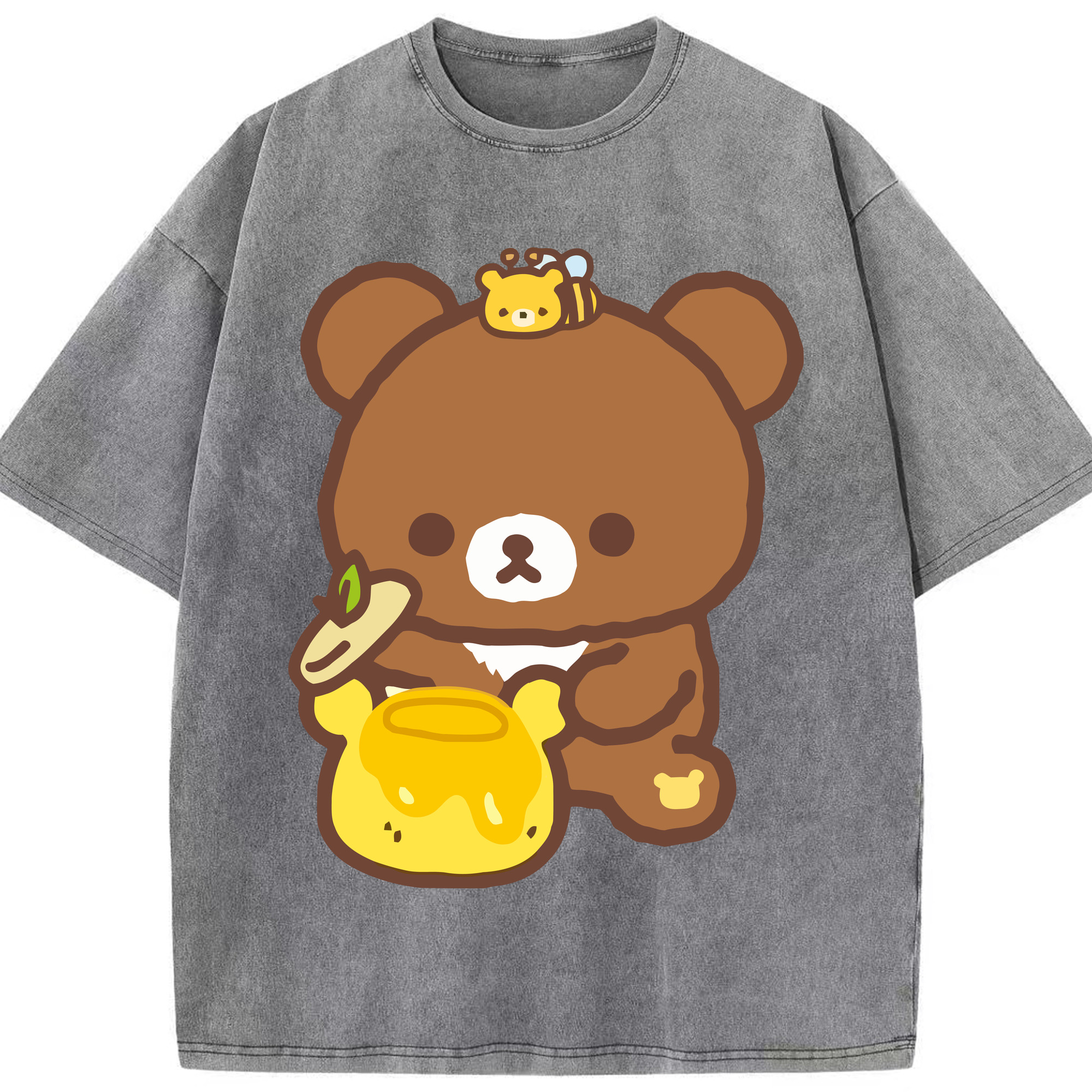 （画像用） リラックマ リラックマ キイロイトリ Rilakkuma Korilakkuma Kiiroitori 綿100% ヴィンテージ風 半袖Tシャツ（フロントプリント）