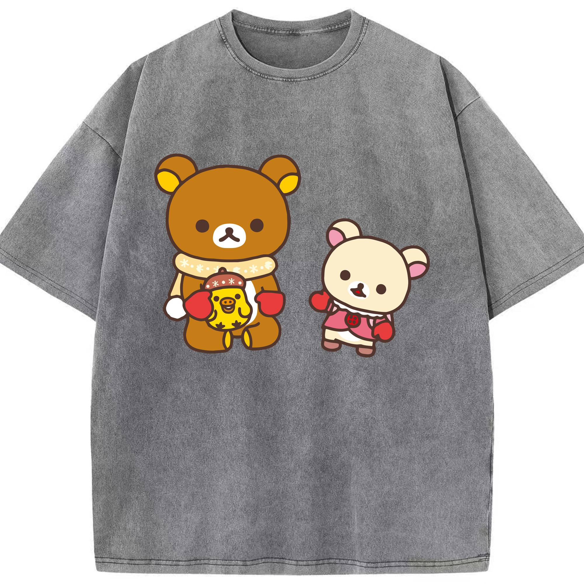 （画像用） リラックマ リラックマ キイロイトリ Rilakkuma Korilakkuma Kiiroitori 綿100% ヴィンテージ風 半袖Tシャツ（フロントプリント）