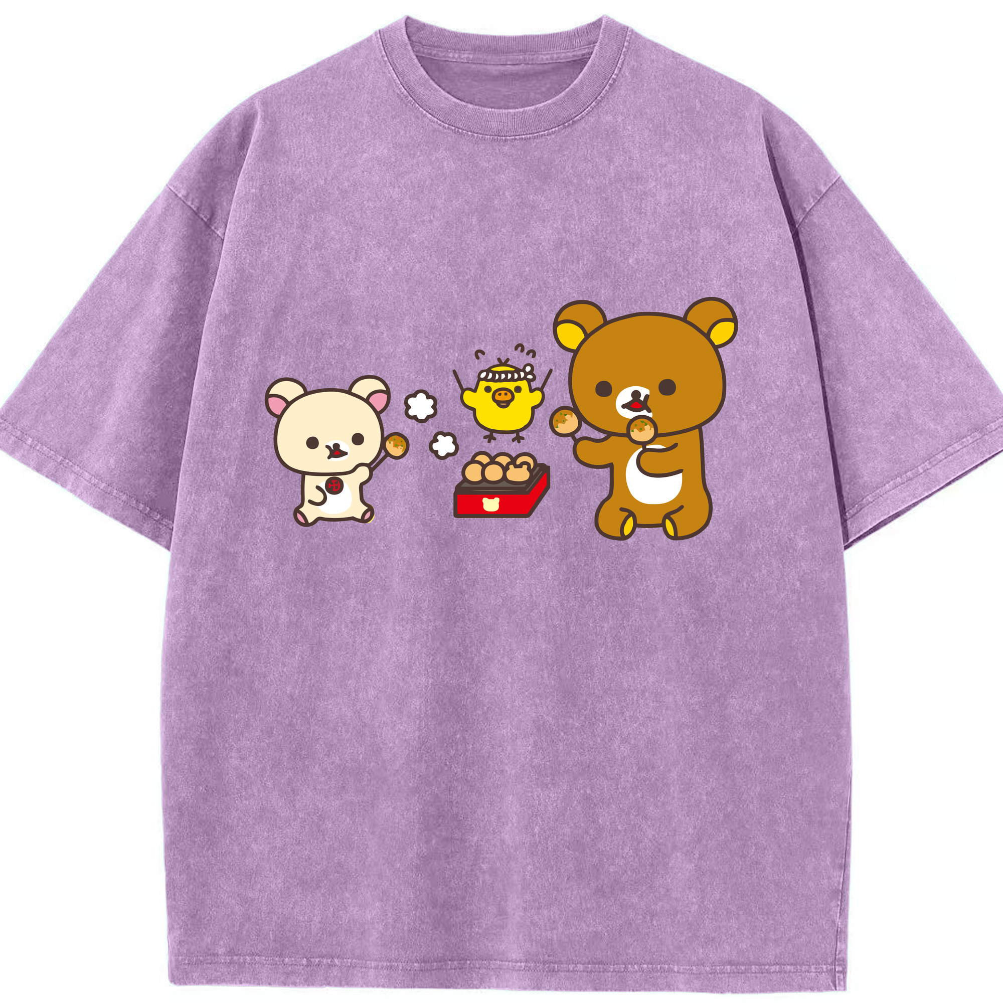 （画像用） リラックマ リラックマ キイロイトリ Rilakkuma Korilakkuma Kiiroitori 綿100% ヴィンテージ風 半袖Tシャツ（フロントプリント）