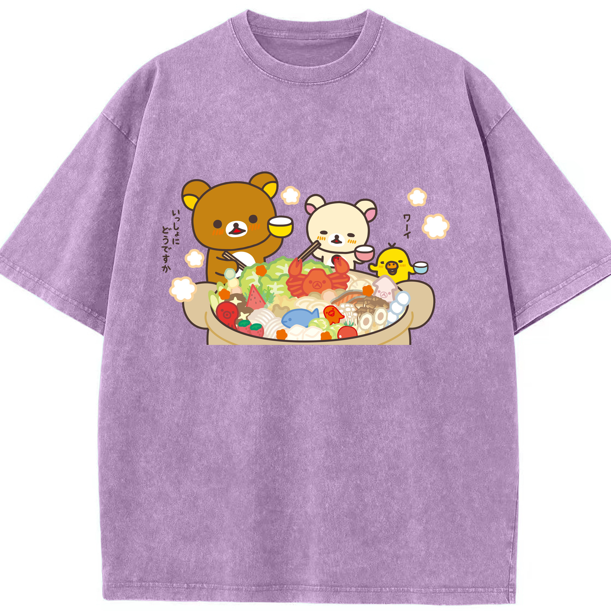 （画像用） リラックマ リラックマ キイロイトリ Rilakkuma Korilakkuma Kiiroitori 綿100% ヴィンテージ風 半袖Tシャツ（フロントプリント）