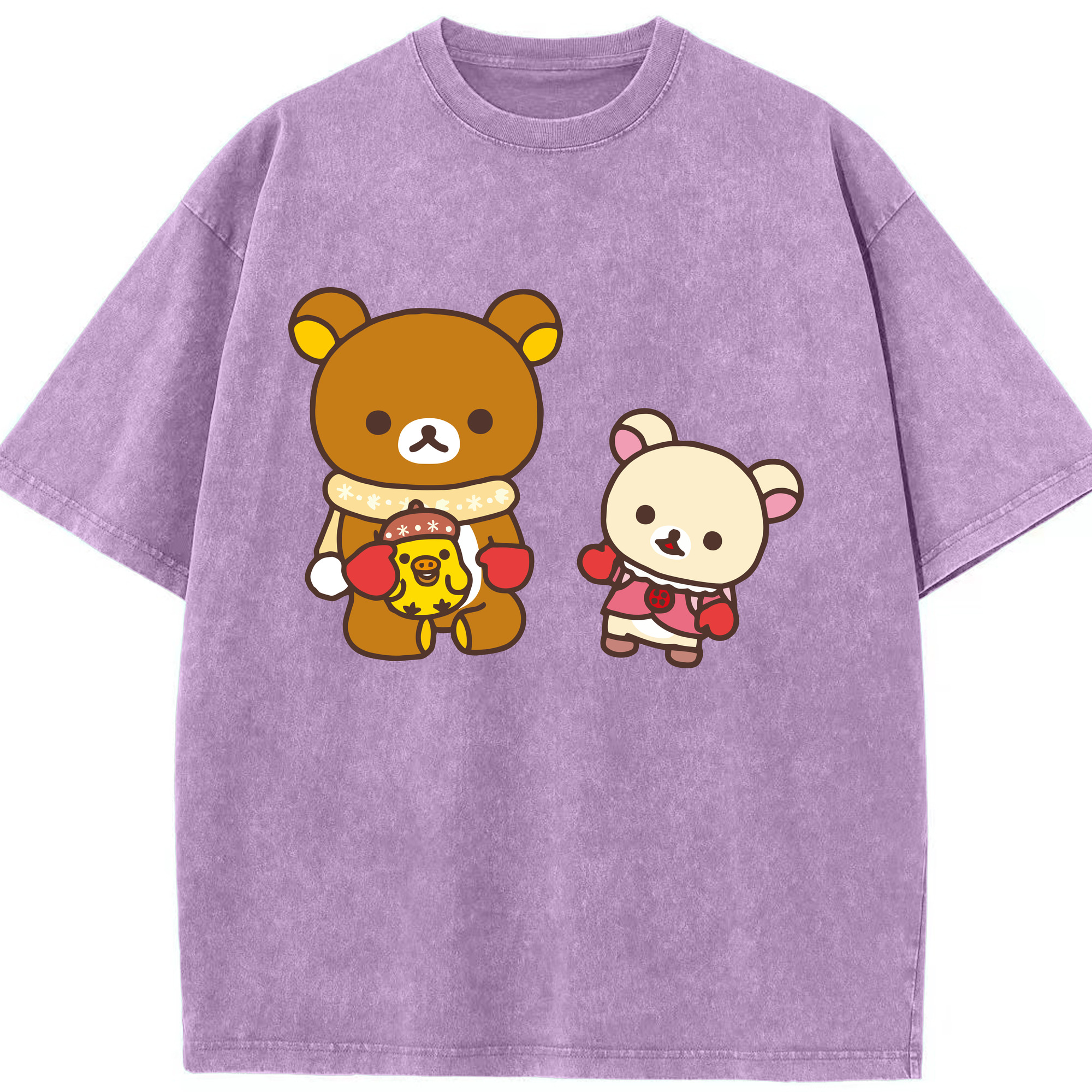 （画像用） リラックマ リラックマ キイロイトリ Rilakkuma Korilakkuma Kiiroitori 綿100% ヴィンテージ風 半袖Tシャツ（フロントプリント）
