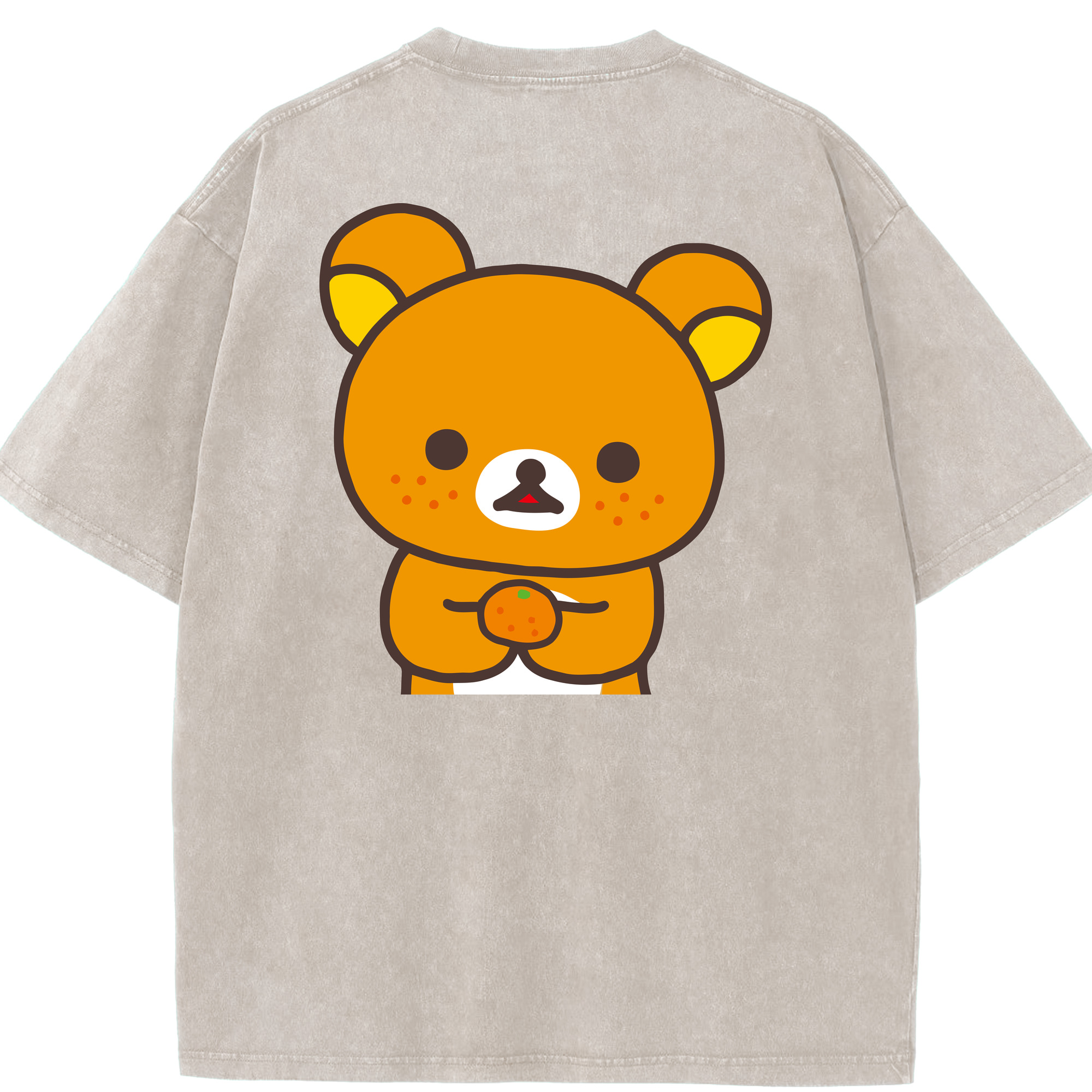 （画像用） リラックマ リラックマ キイロイトリ Rilakkuma Korilakkuma Kiiroitori 綿100% ヴィンテージ風 半袖Tシャツ（背面プリント）